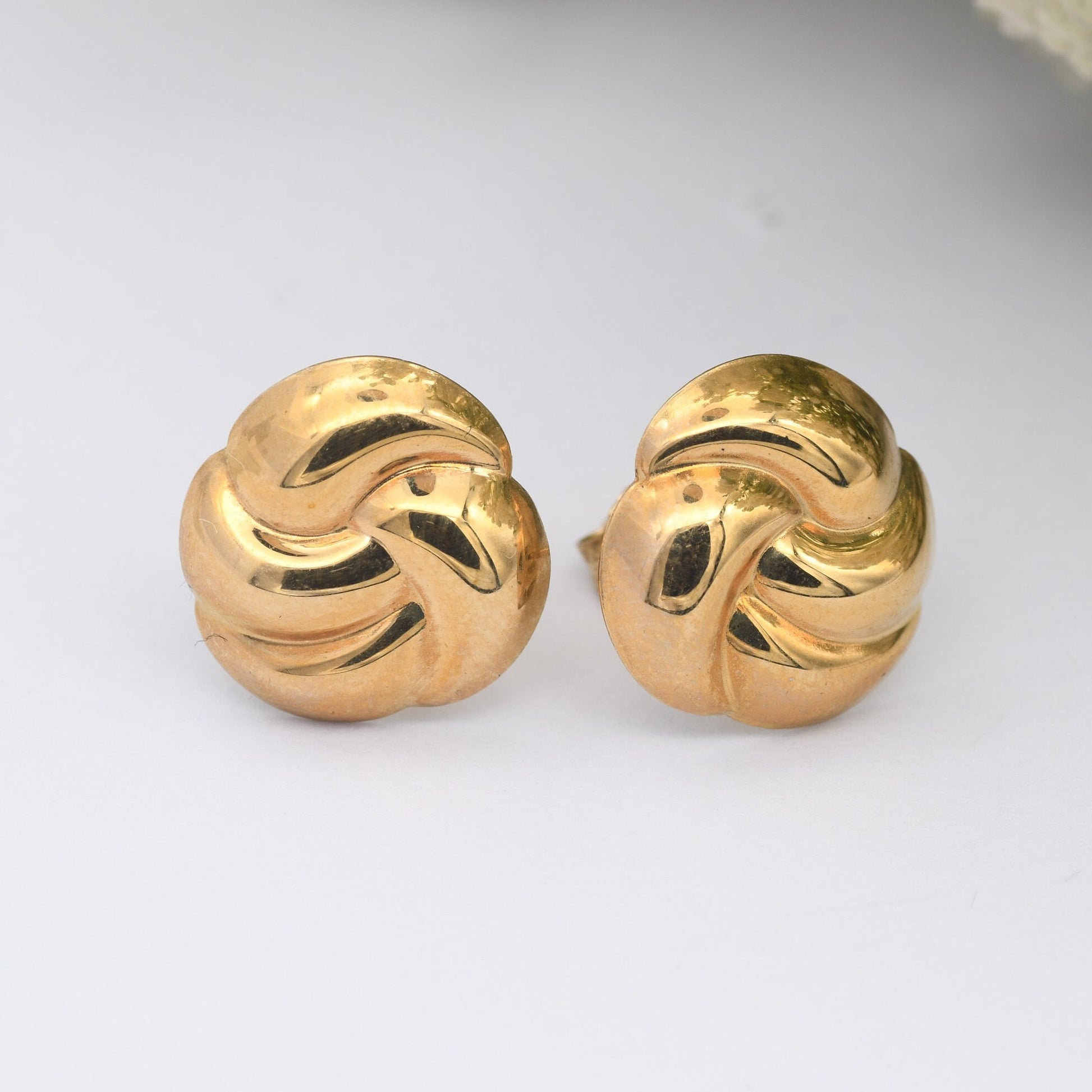 Vintage 9ct Gold Twist Stud Earrings 1991 - Chunky Gold Studs | Butterfly Backs