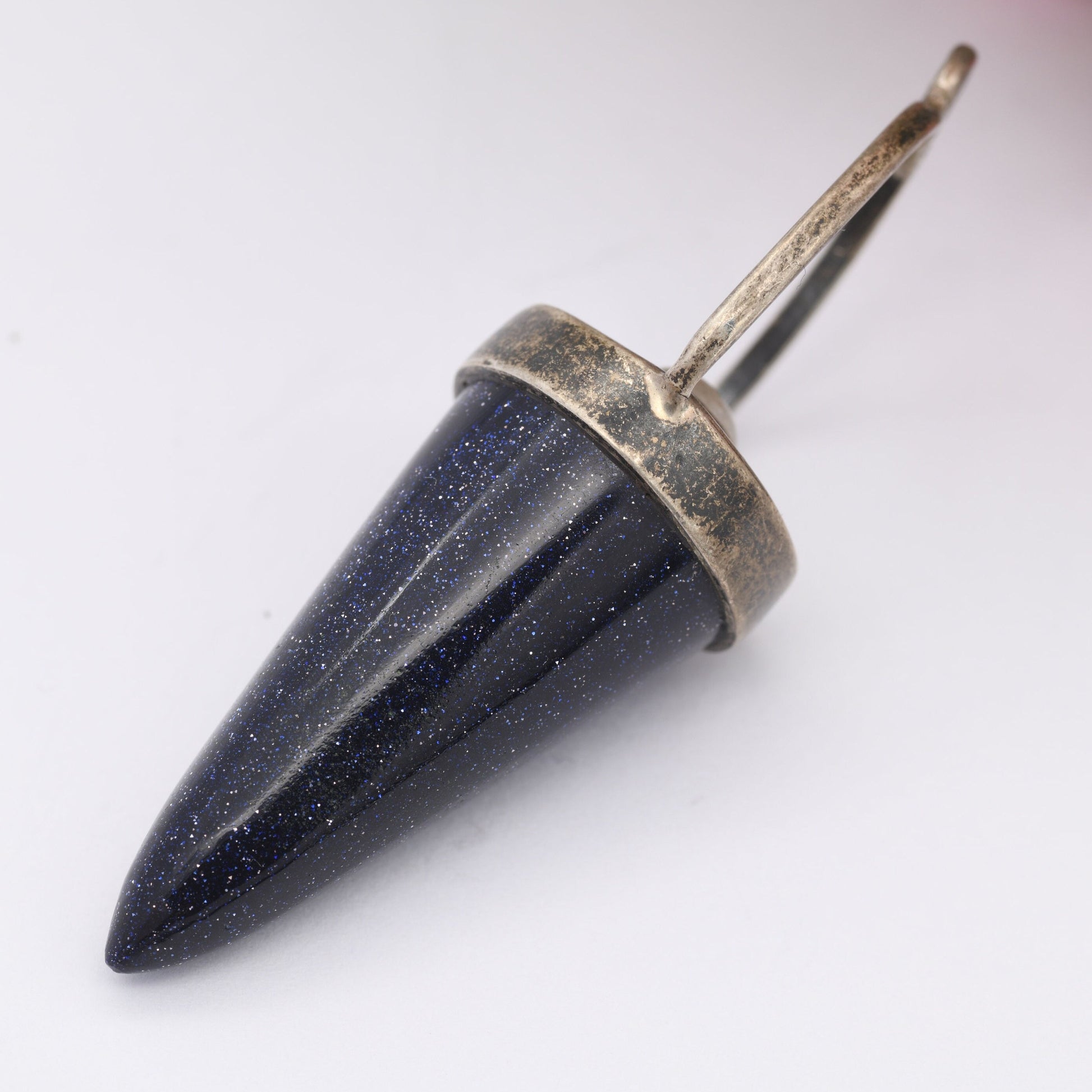 Vintage Sterling Silver Blue Goldstone and Moonstone Pendant