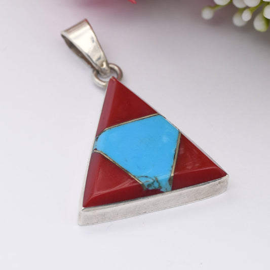 Vintage Mexico Sterling Silver Turquoise Pendant