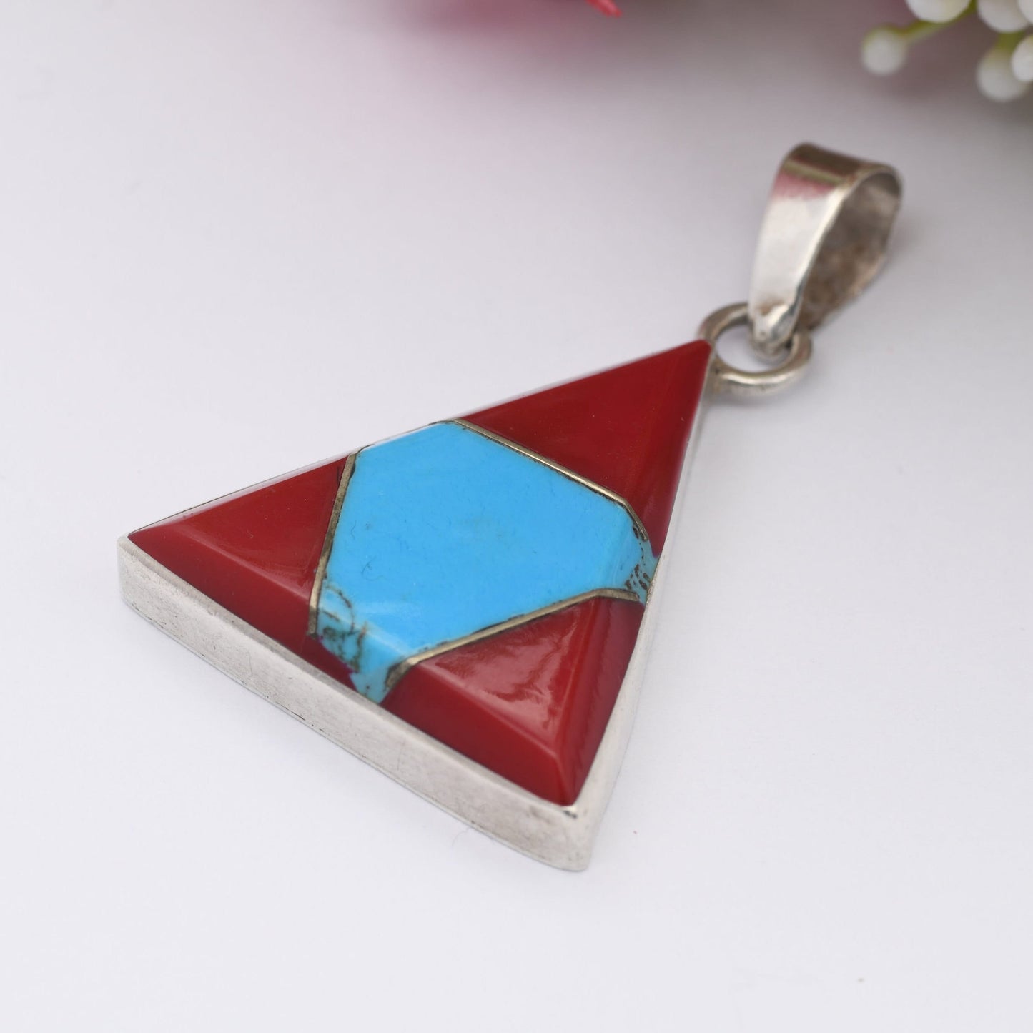 Vintage Mexico Sterling Silver Turquoise Pendant