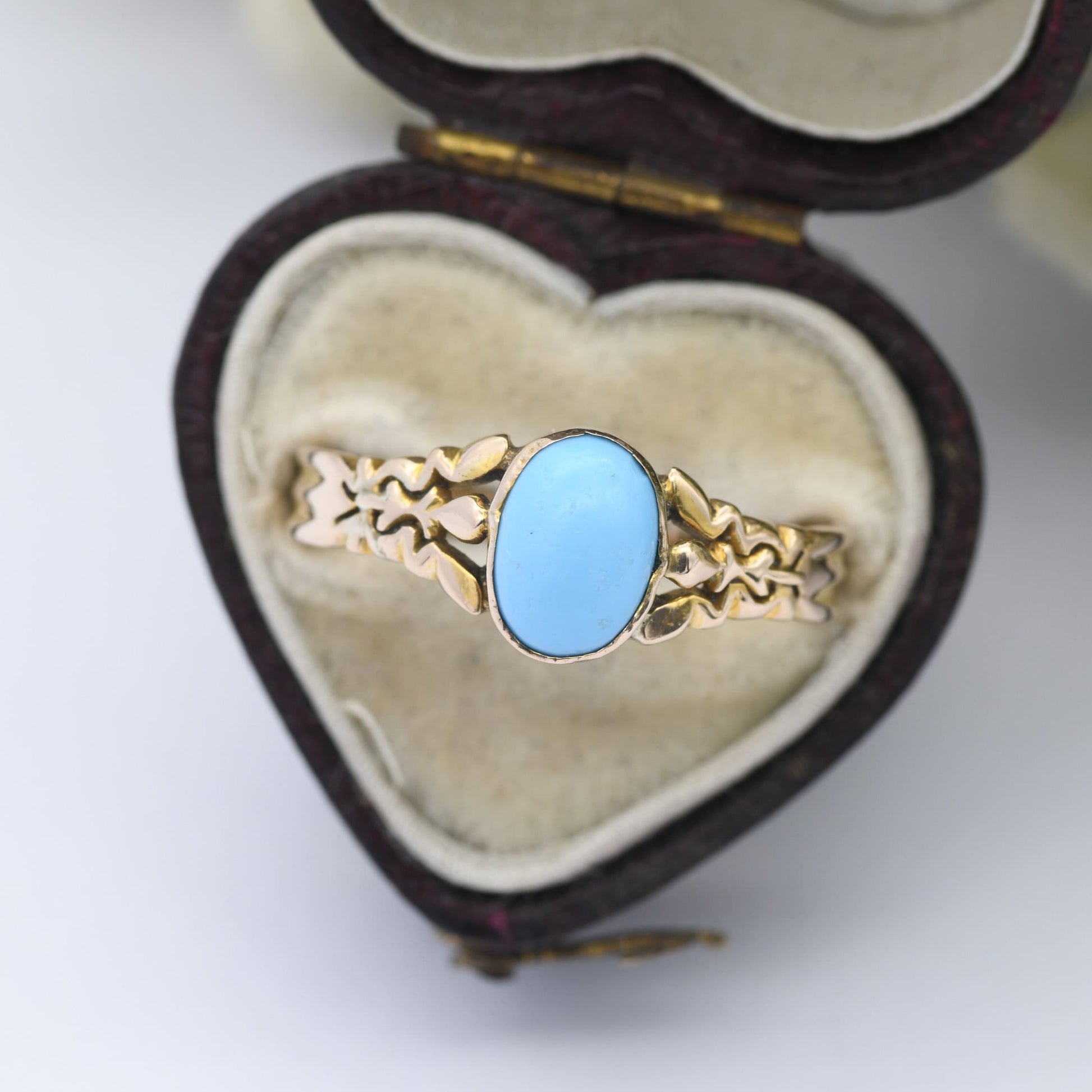 Antique 15ct Gold Ring with Pale Blue Stone - Victorian Gold Jewellery | Bezel Set Cabochon | UK Size - Q | US Size - 8