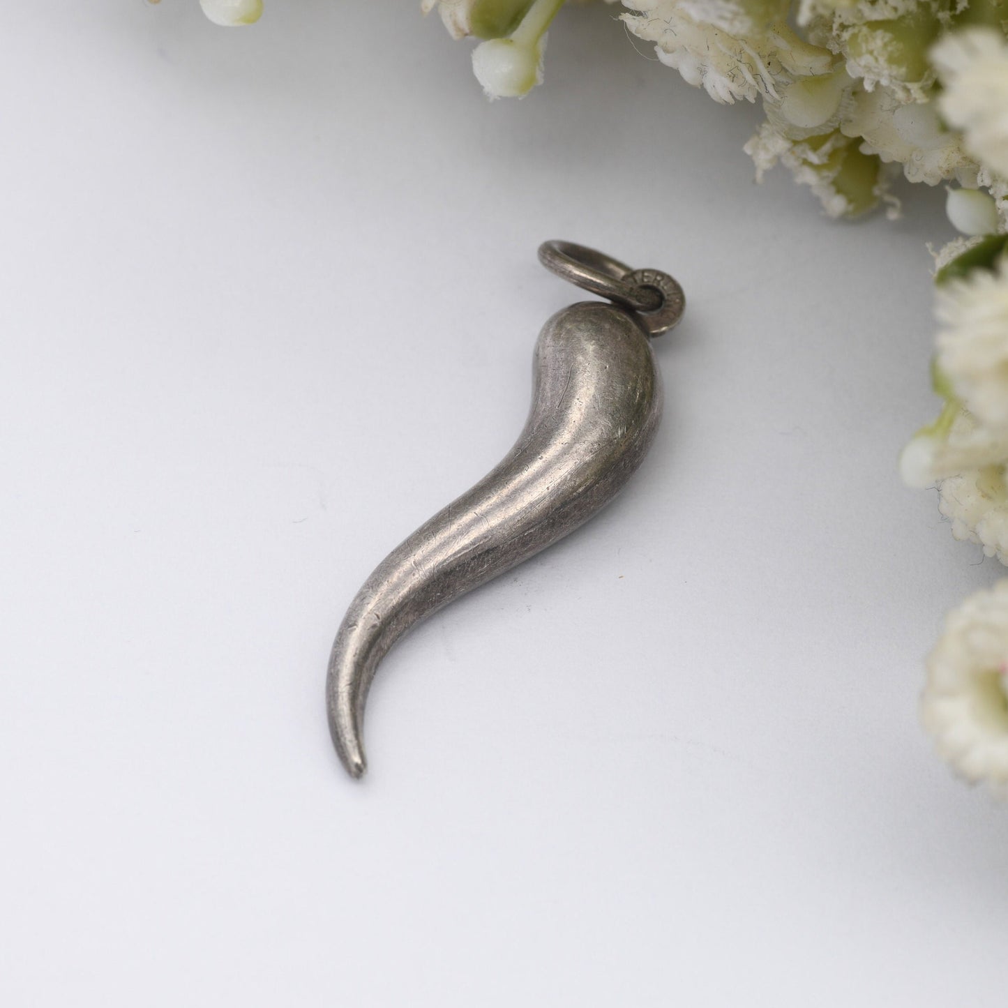 Vintage Sterling Silver Horn of Plenty Charm Pendant - Large Cornucopia | Symbolic