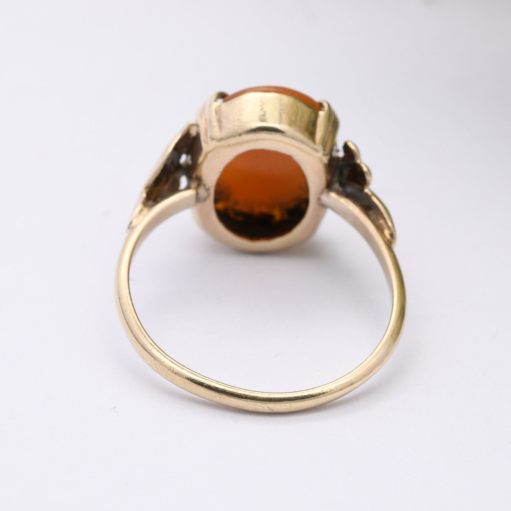 Vintage 9ct Gold Cameo Ring - Shell Portrait Face Profile | Statement Ring | UK Size - M | US Size - 6