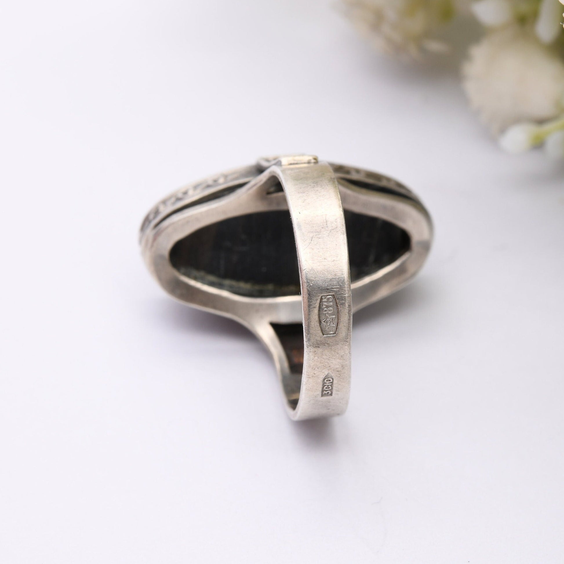 Vintage Silver Onyx Statement Ring