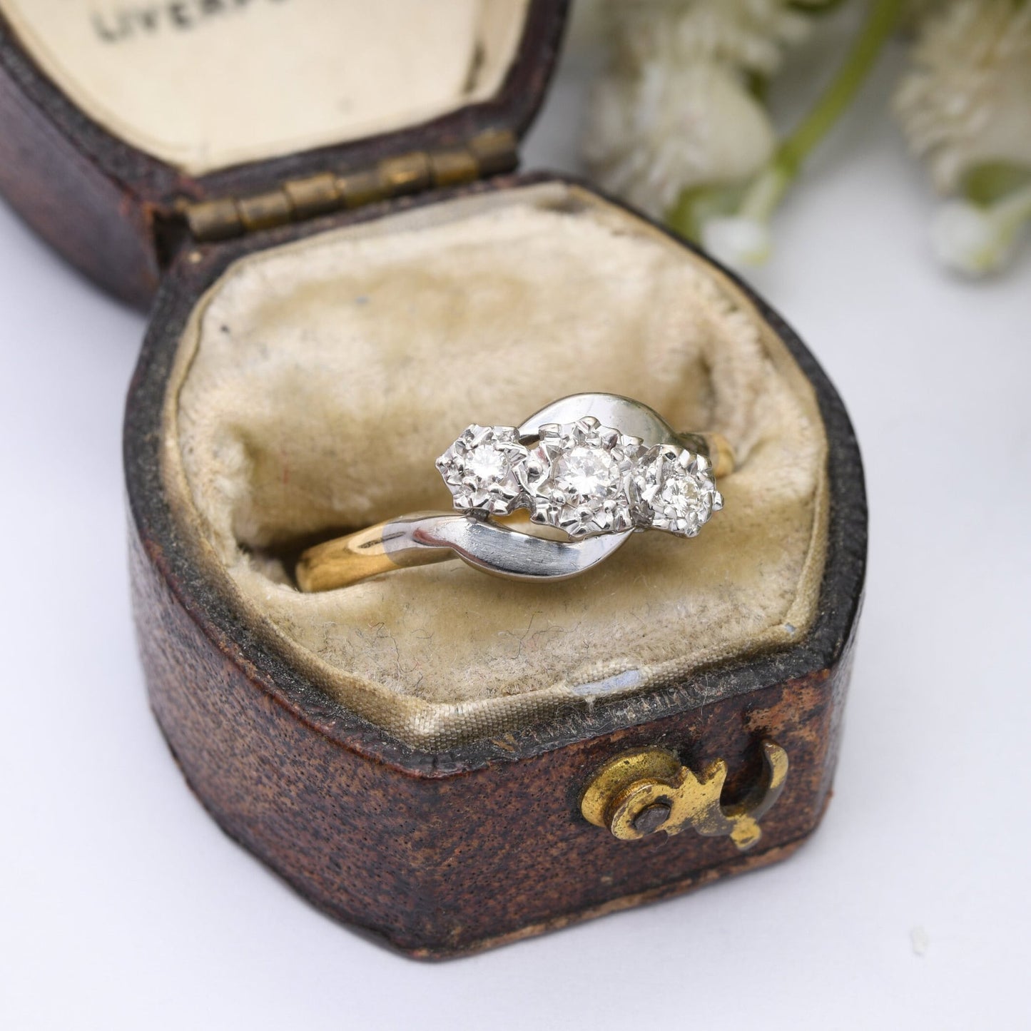 Vintage 18ct Gold and Diamond Three Stone Engagement Ring - Art Deco Era 1930s | UK Size - K 1/2 | US Size - 5 1/2