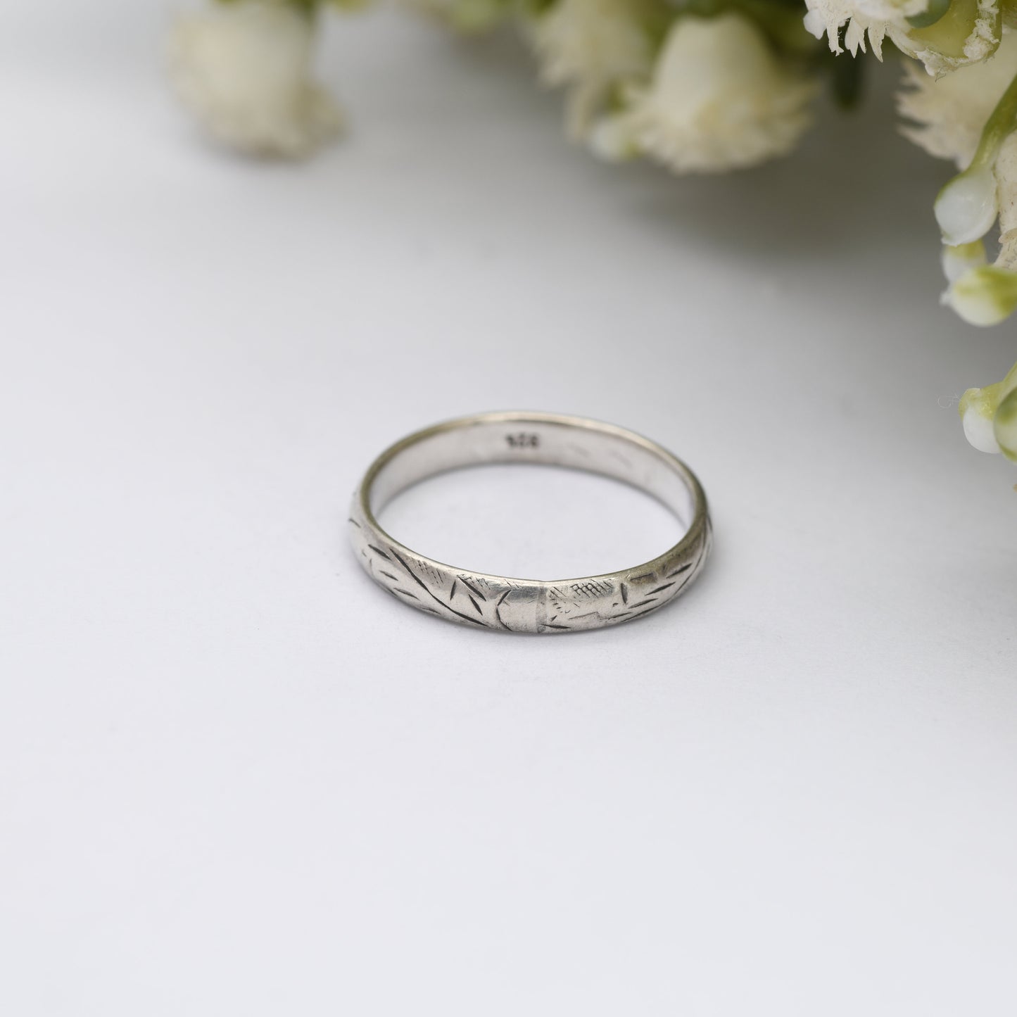 Vintage Sterling Silver Engraved Band Ring