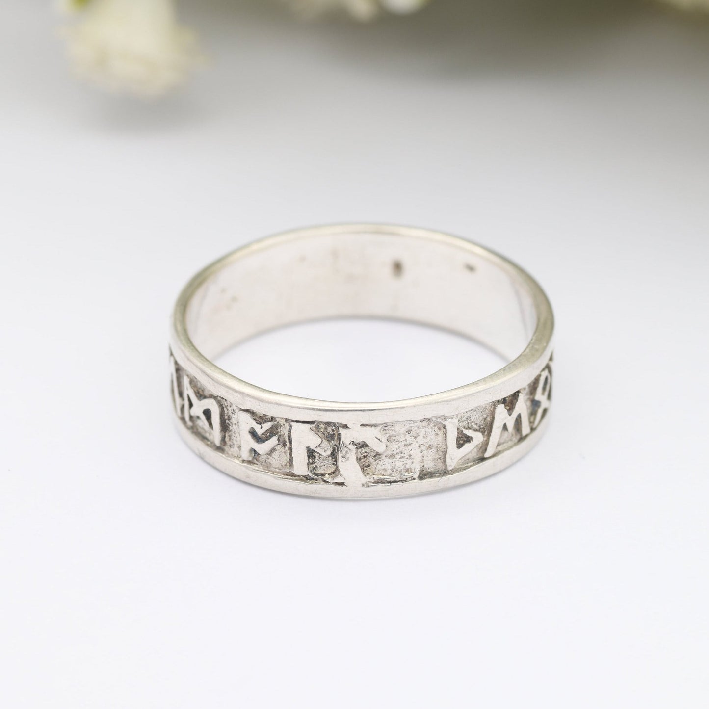 Vintage Sterling Silver Isle of Man Rune Band Ring