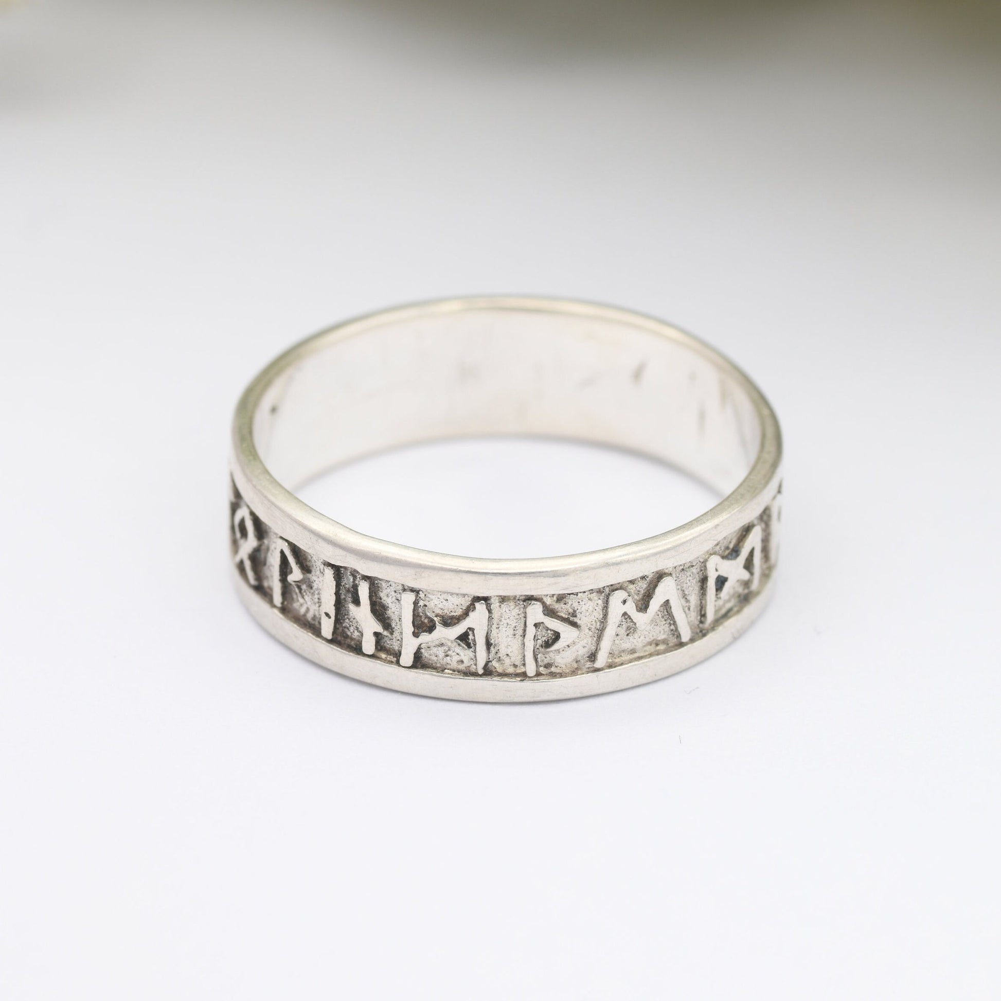 Vintage Sterling Silver Isle of Man Rune Band Ring