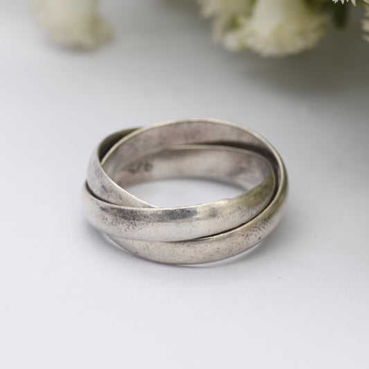 Vintage Sterling Silver Russian Wedding Band Ring