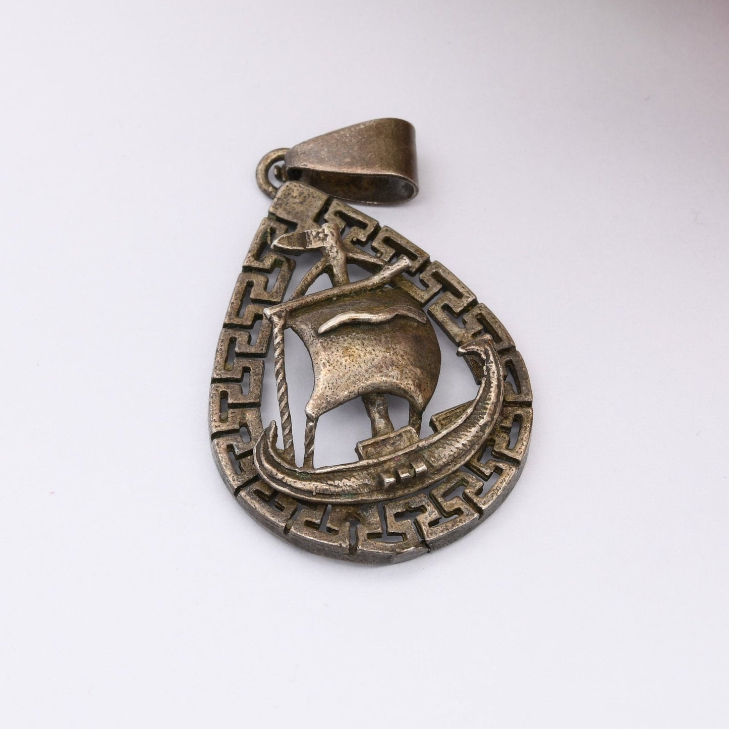 Vintage Sterling Silver Viking Ship Pendant