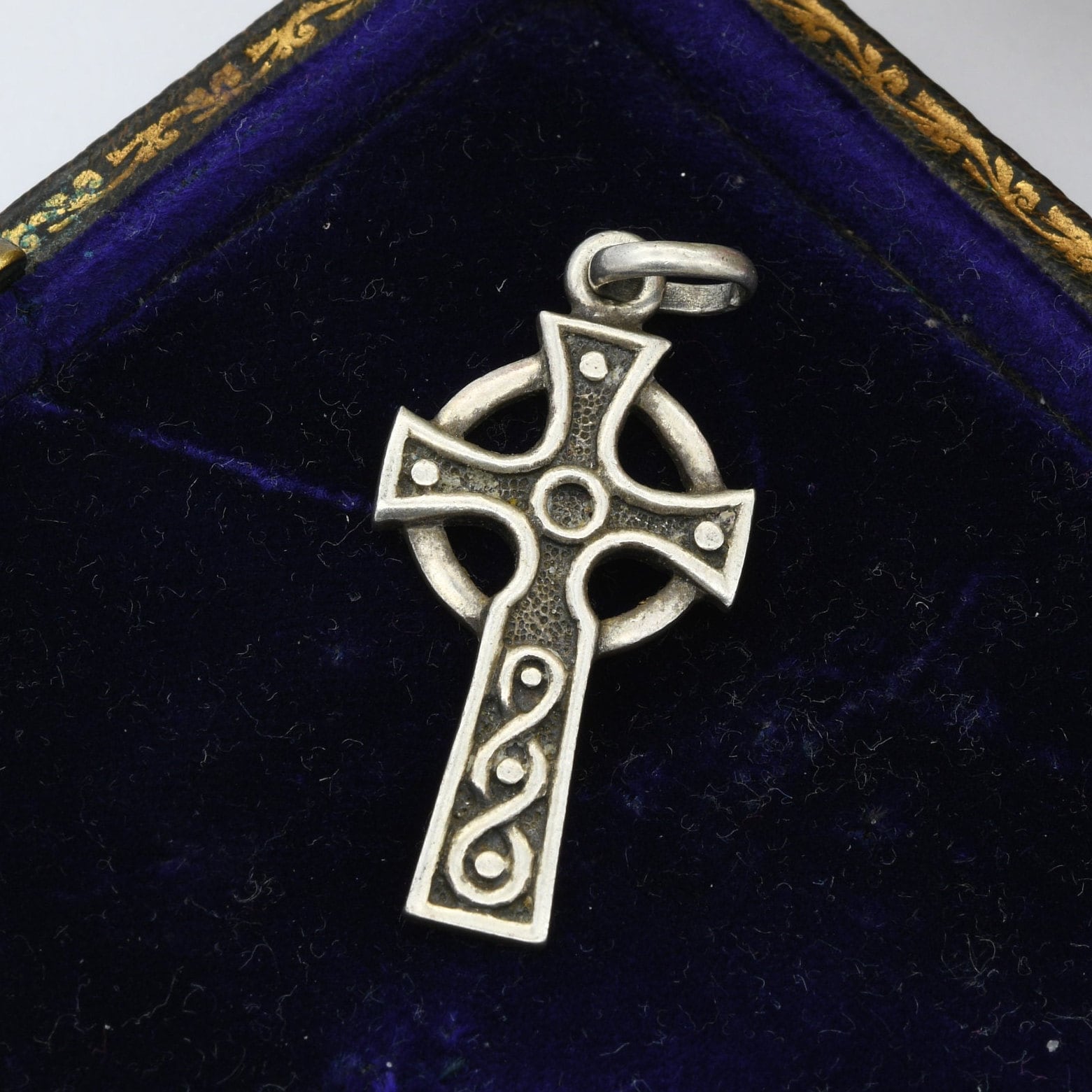 Vintage Sterling Silver Celtic Cross Pendant with Celtic Knot Design