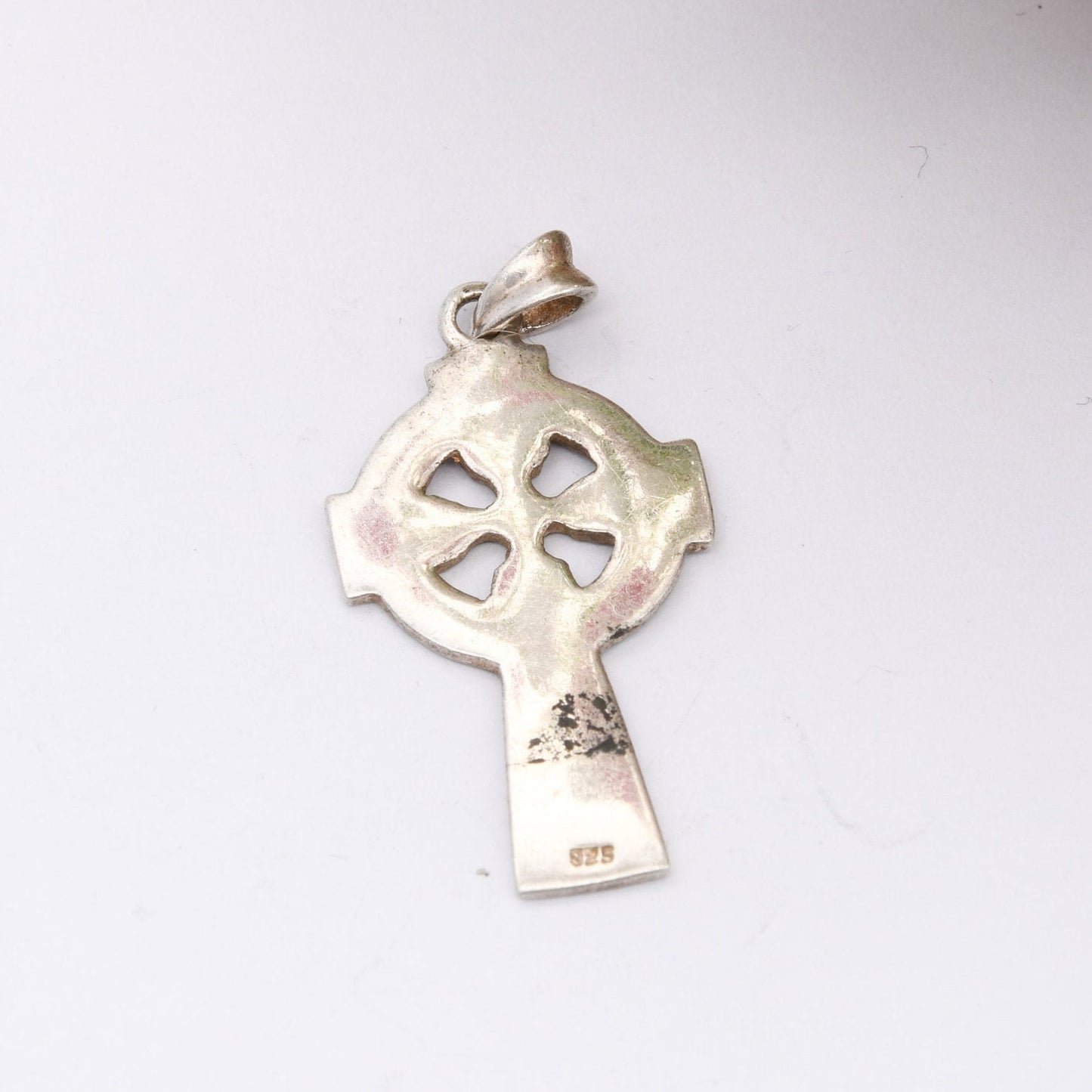 Vintage Sterling Silver Celtic Cross Pendant with Celtic Knot Design