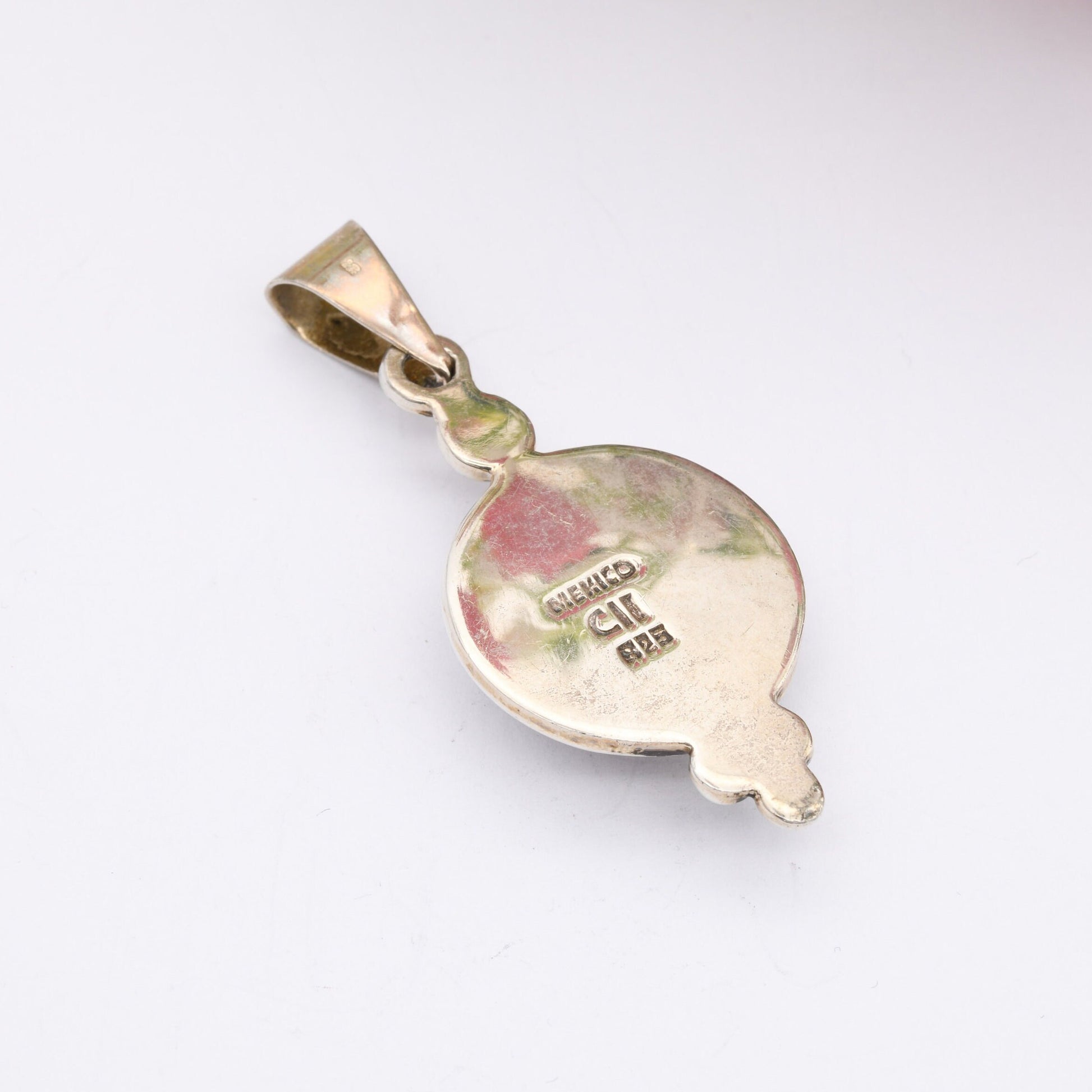 Mexican Sterling Silver Pendant with Cabochon Carnelian - Statement Chunky Silver | Mexico CII