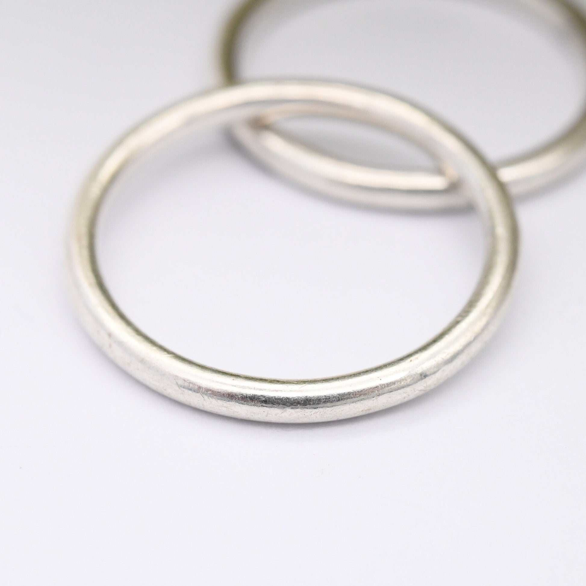 Vintage Silver Stacking Rings Pair - Minimalist Bands | UK Size - P | US Size - 7 3/4