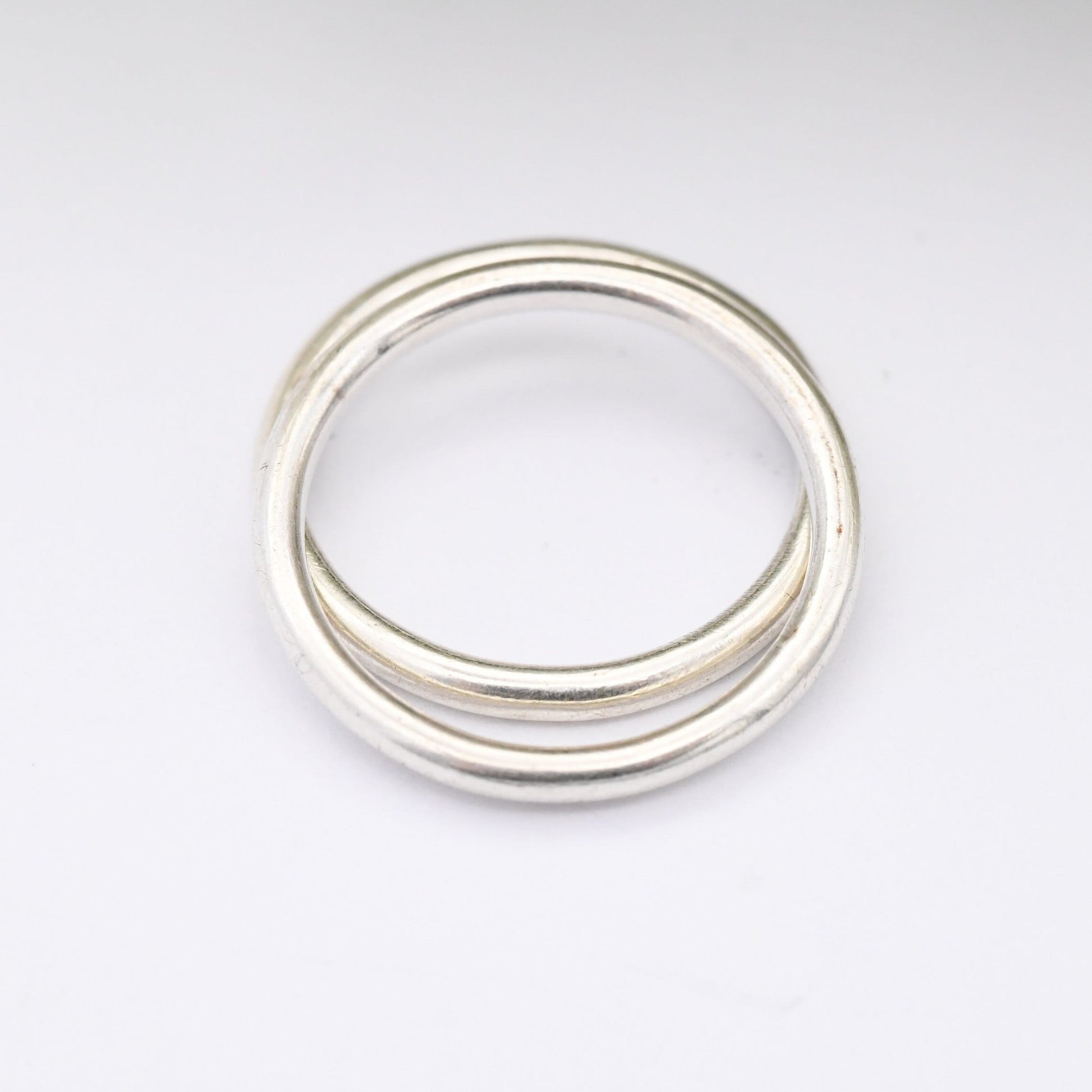 Vintage Silver Stacking Rings Pair - Minimalist Bands | UK Size - P | US Size - 7 3/4