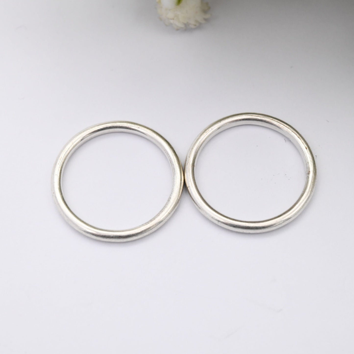 Vintage Silver Stacking Rings Pair - Minimalist Bands | UK Size - P | US Size - 7 3/4