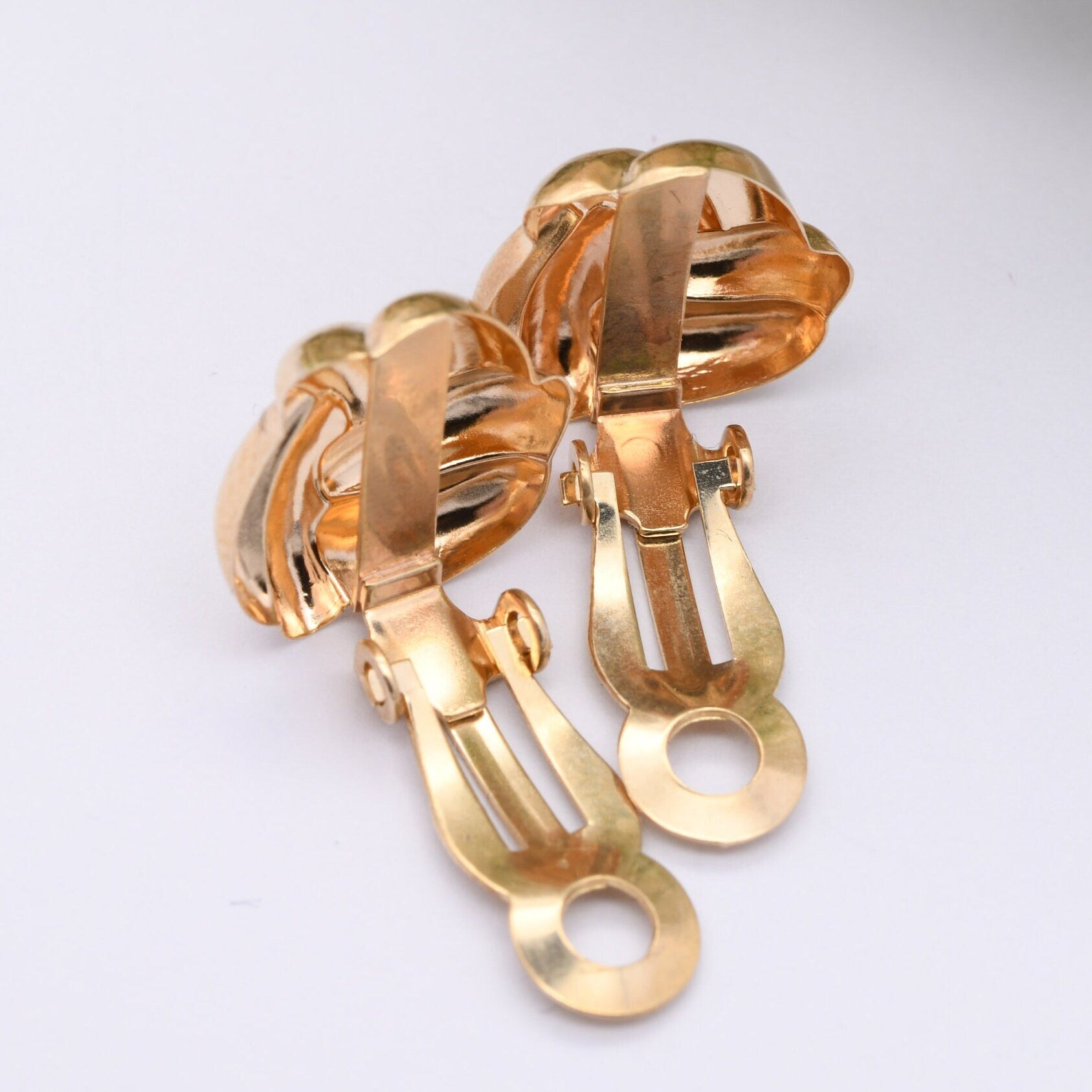 Vintage 9ct Gold Large Twist Clip On Earrings