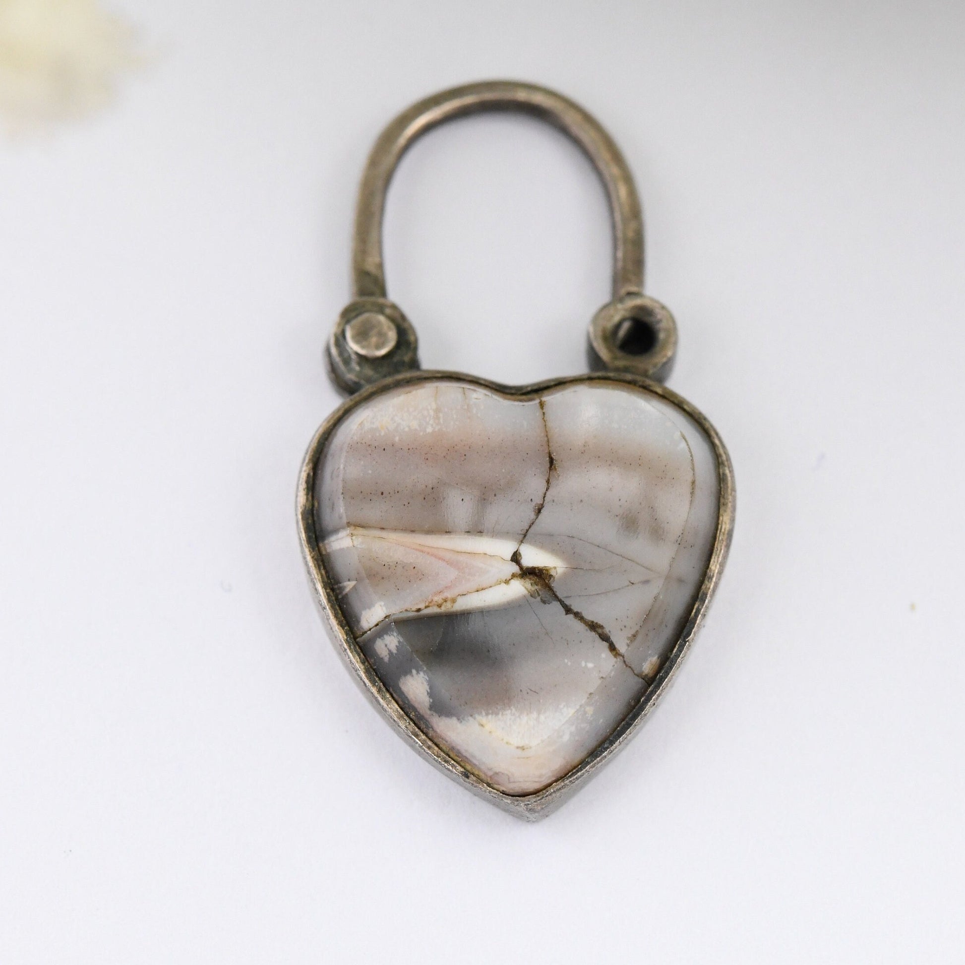Antique Victorian Agate Heart Padlock Pendant