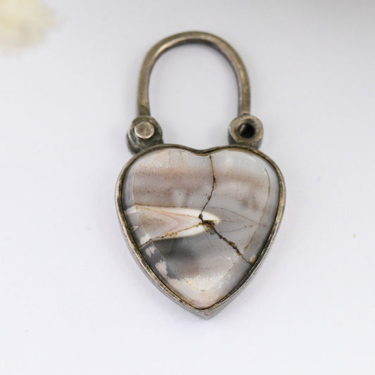 Antique Victorian Agate Heart Padlock Pendant
