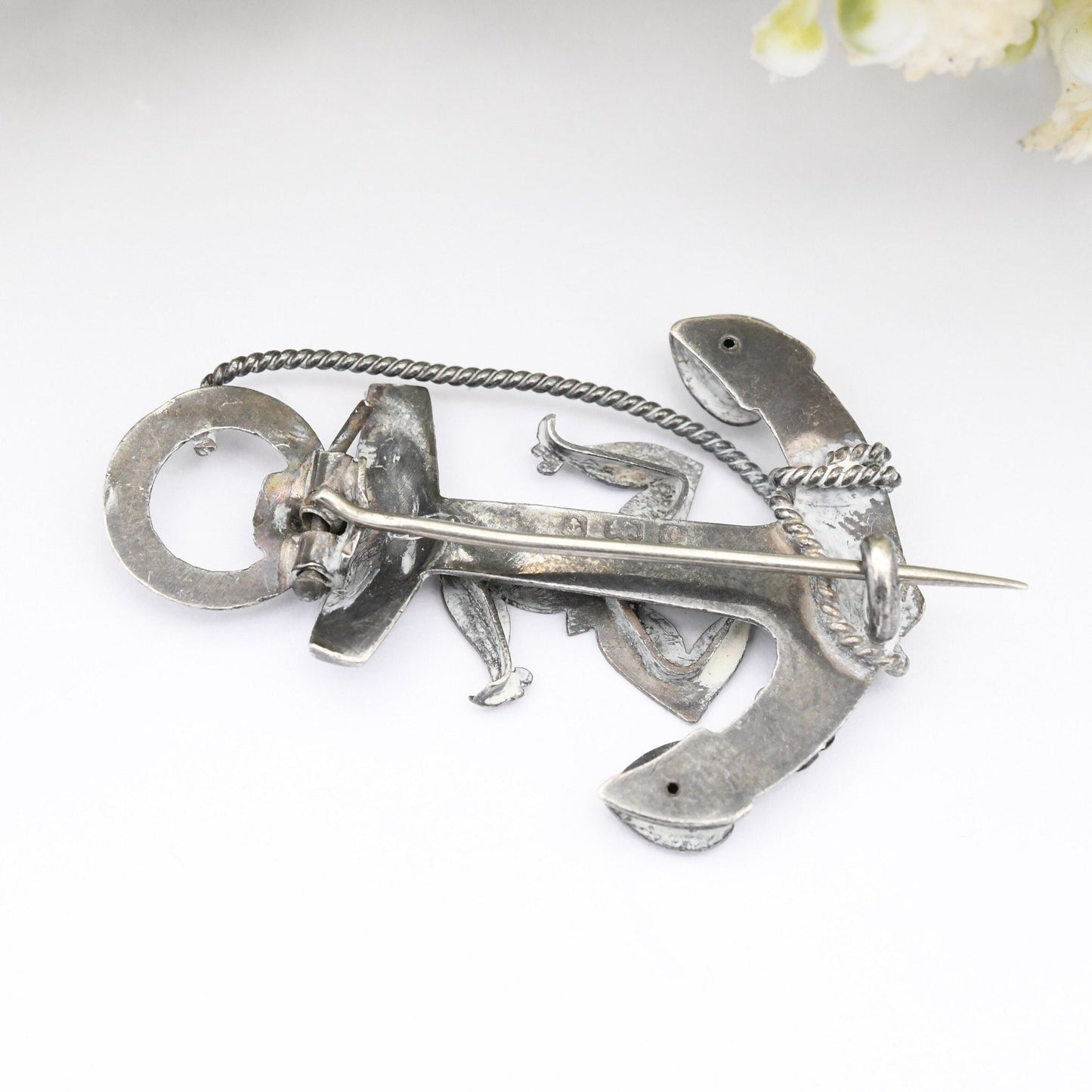 Antique Sterling Silver Isle of Man Anchor Brooch 1904