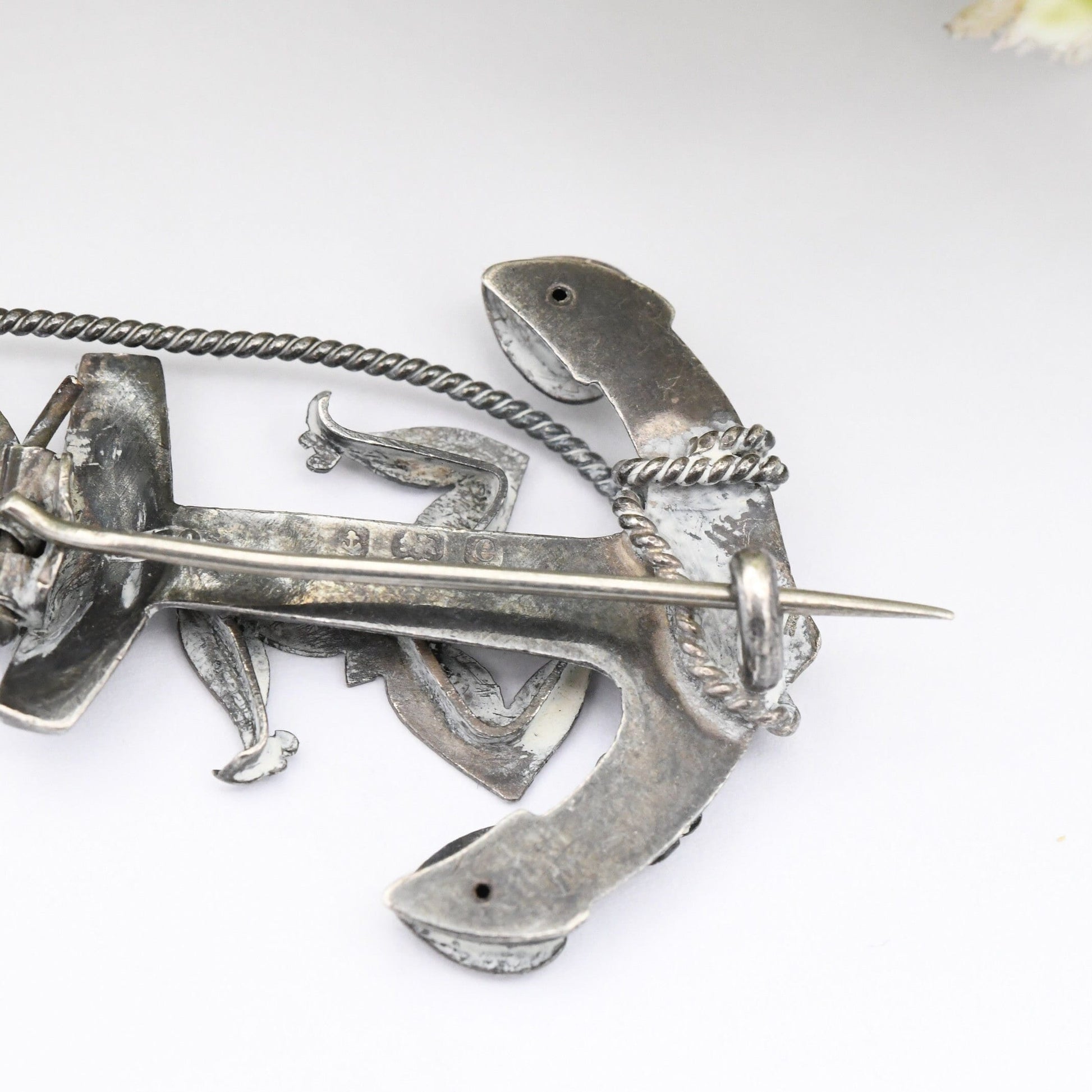 Antique Sterling Silver Isle of Man Anchor Brooch 1904