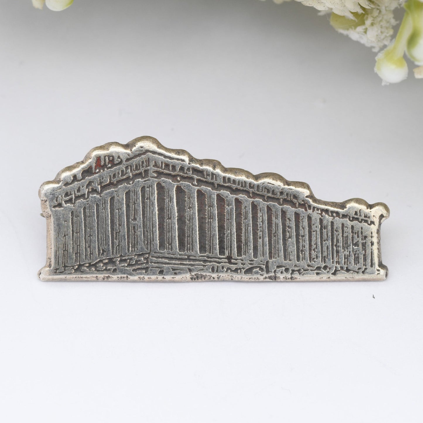 Vintage Sterling Silver Parthenon Brooch - Ancient Greek Souvenir | Classical Student Gift | Athens Acropolis