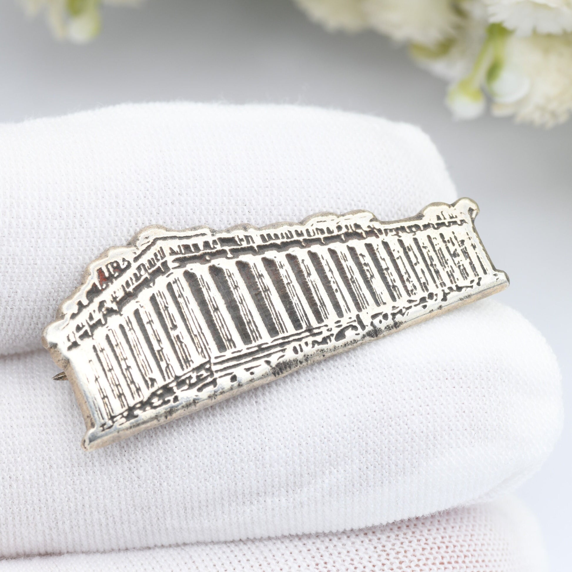 Vintage Sterling Silver Parthenon Brooch - Ancient Greek Souvenir | Classical Student Gift | Athens Acropolis