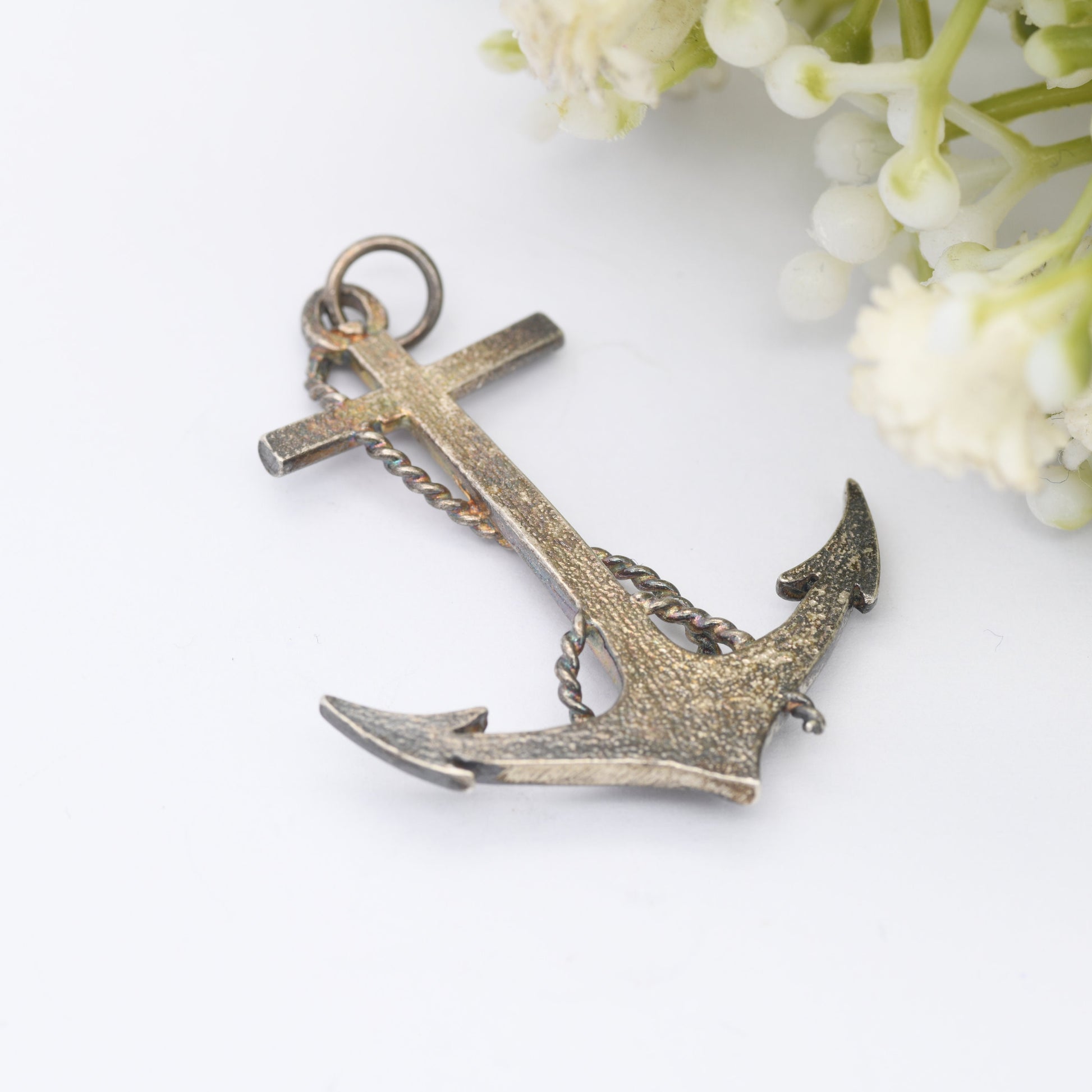 Vintage Anchor Pendant with Rope Twist - Nautical Sailor Themed Jewellery
