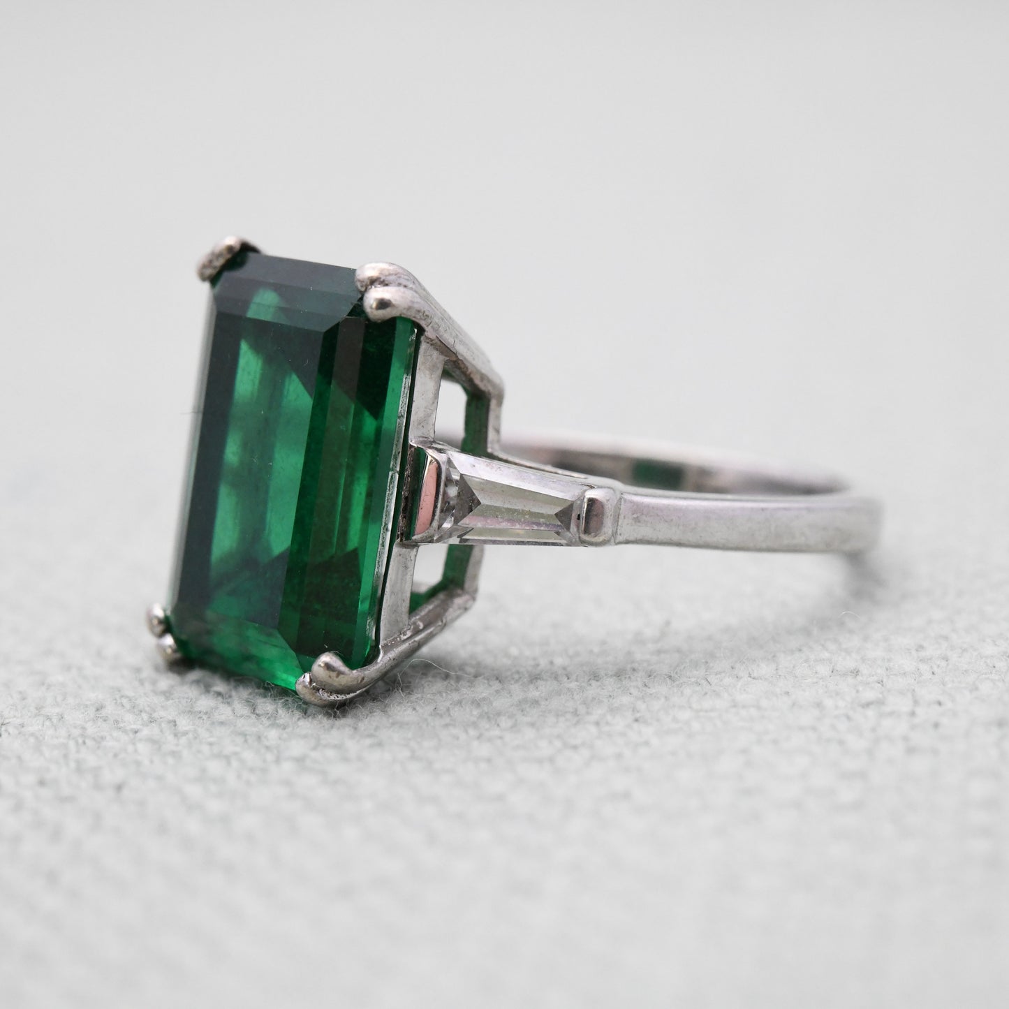 Sterling Silver Green Stone Statement Ring