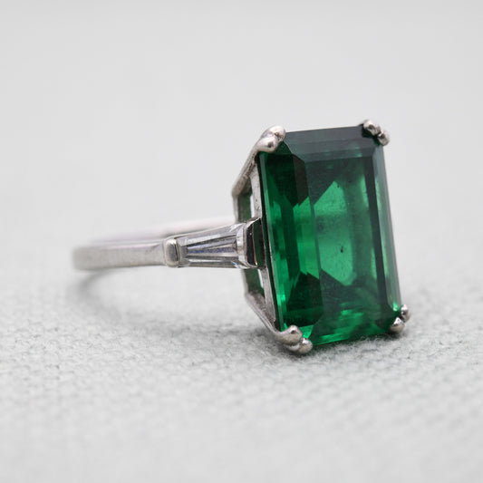 Sterling Silver Green Stone Statement Ring