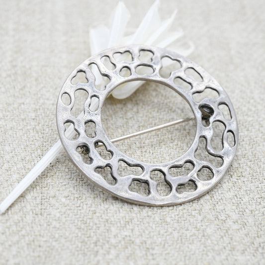 Vintage Sterling Silver Circle Brooch