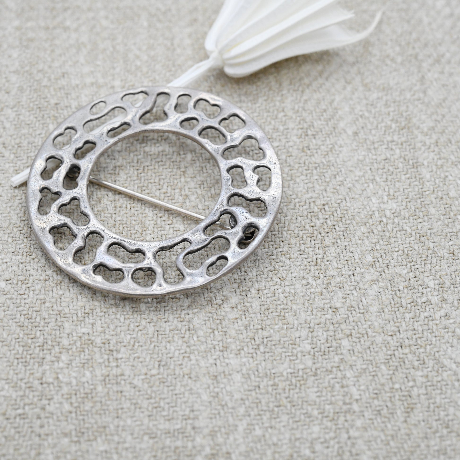 Vintage Sterling Silver Circle Brooch