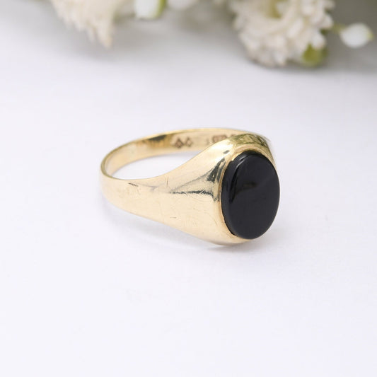 Vintage 9ct Gold Onyx Signet Ring