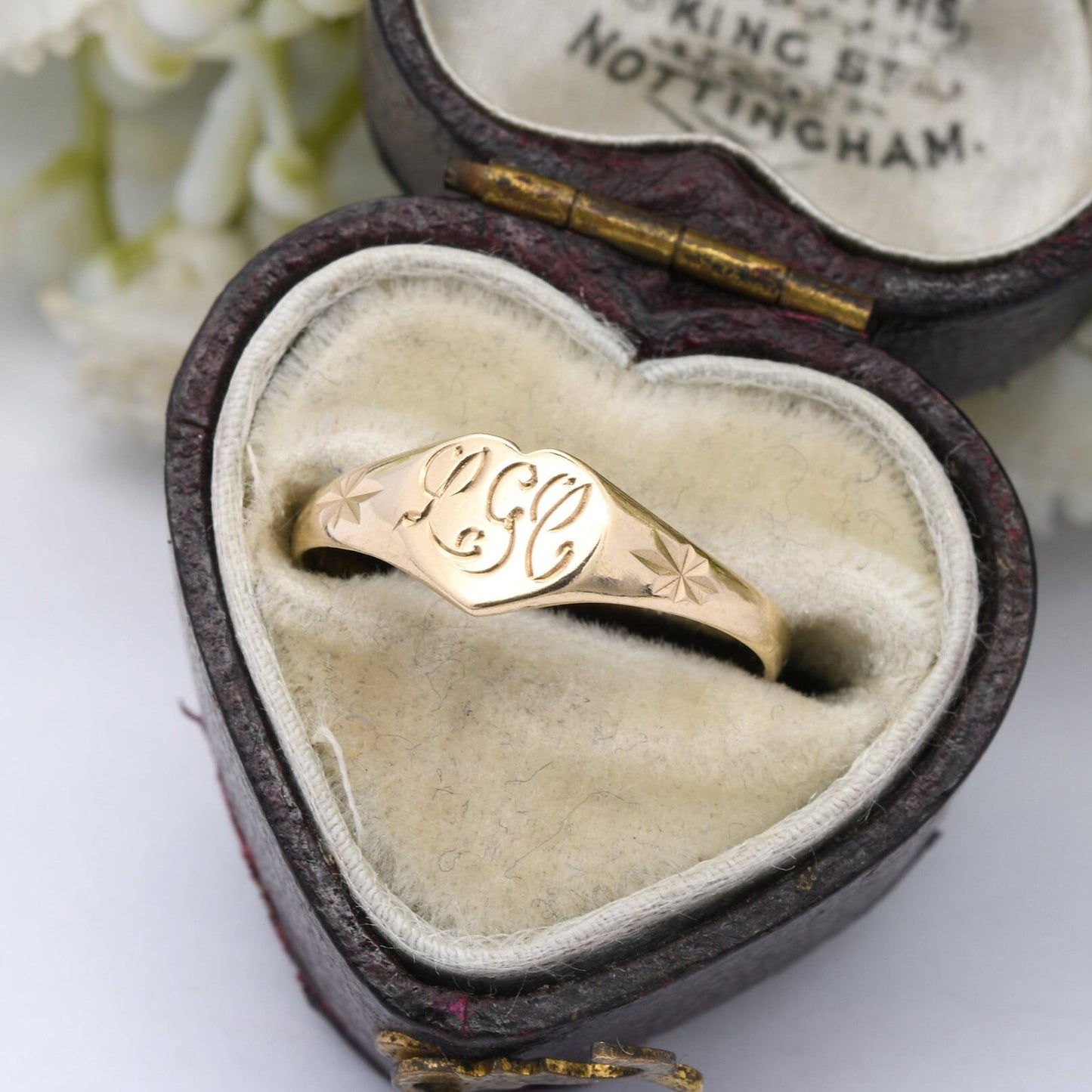 Vintage 9ct Gold Heart Signet Ring 1988