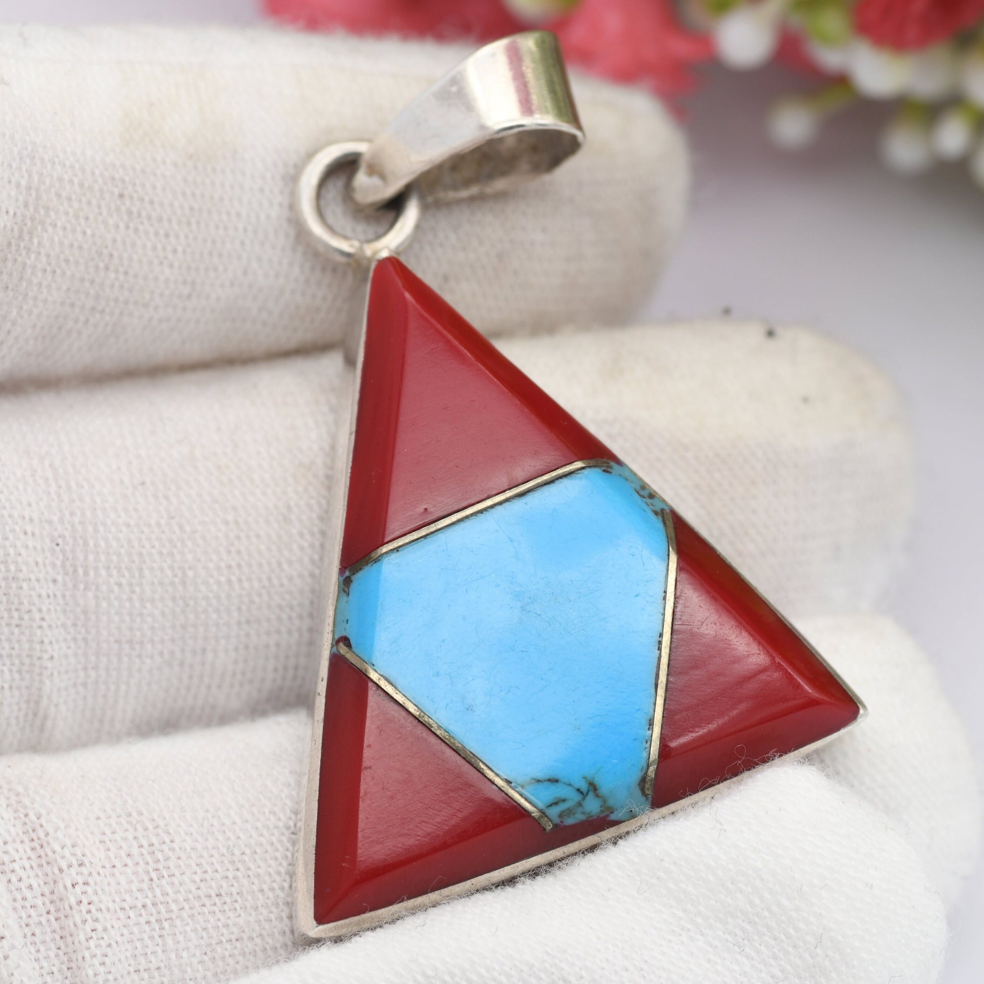 Vintage Mexico Sterling Silver Turquoise Pendant