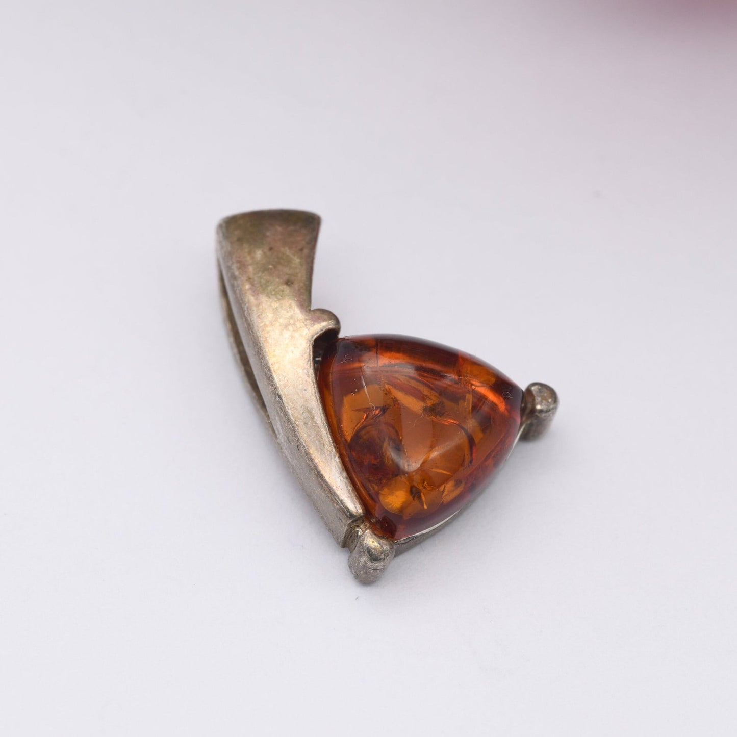 Vintage Amber Sterling Silver Pendant