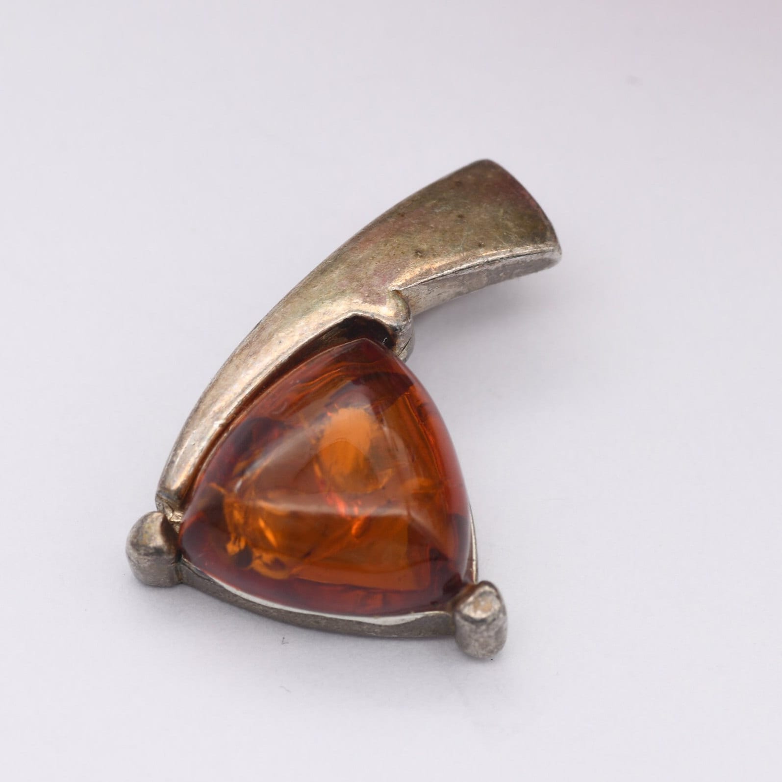 Vintage Amber Sterling Silver Pendant