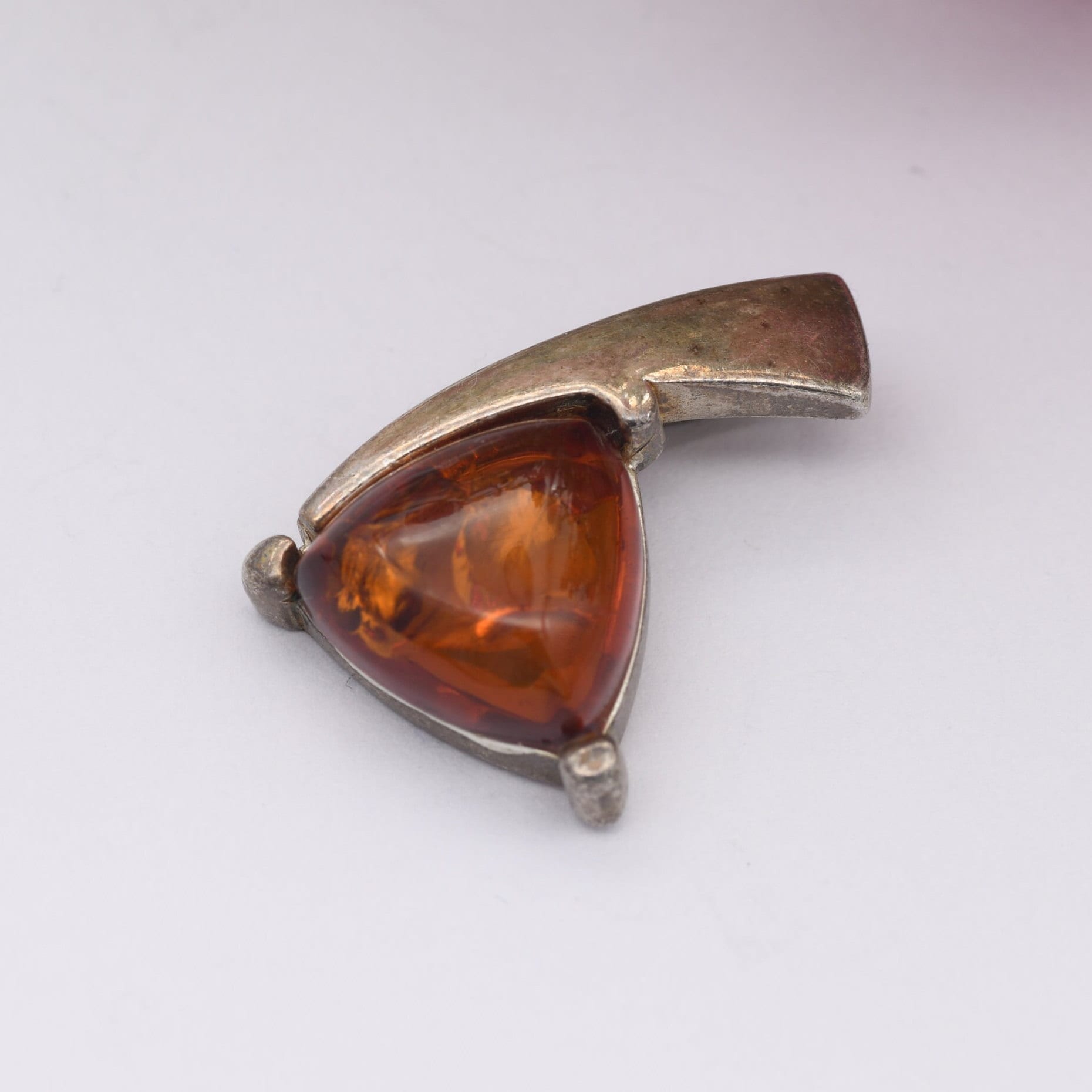 Vintage Amber Sterling Silver Pendant