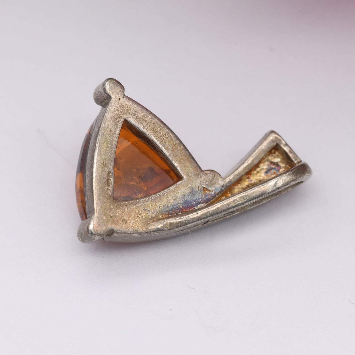 Vintage Amber Sterling Silver Pendant