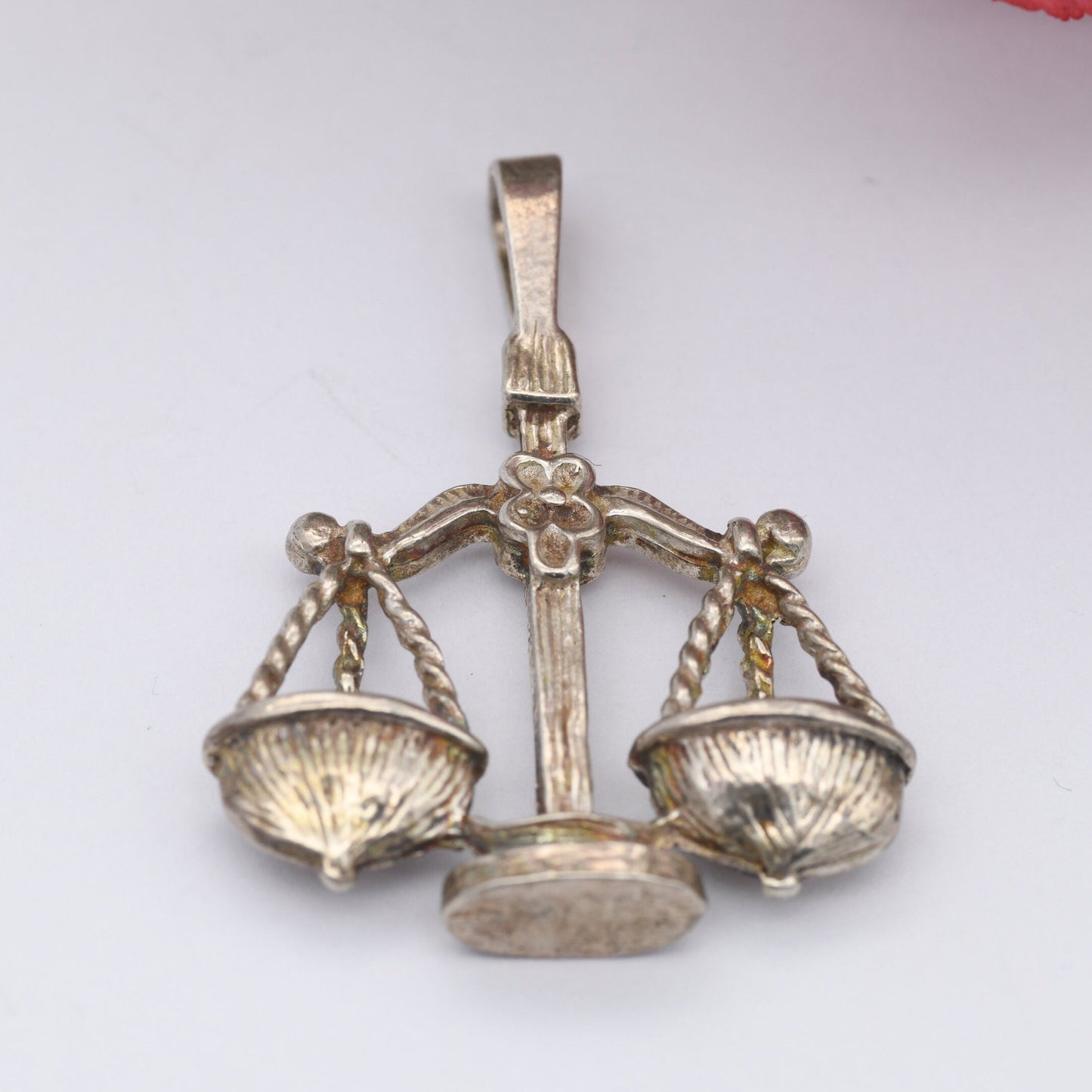 Vintage Sterling Silver Libra Scales Pendant