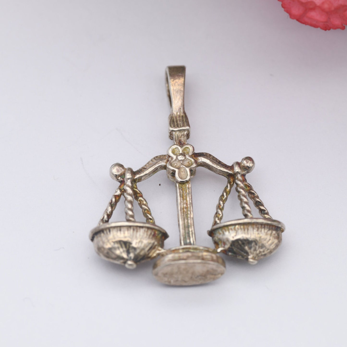 Vintage Sterling Silver Libra Scales Pendant