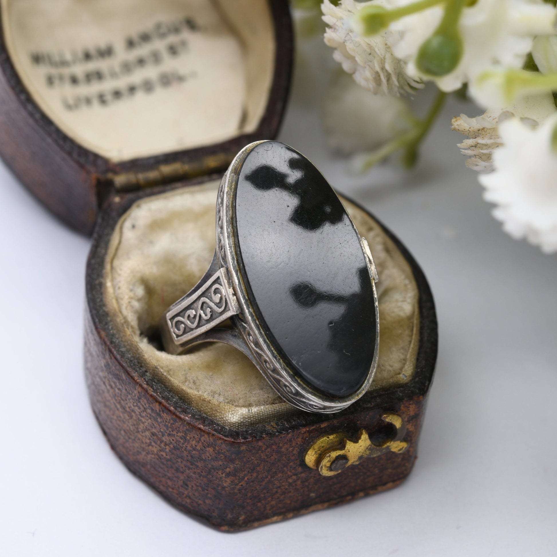 Vintage Silver Onyx Statement Ring