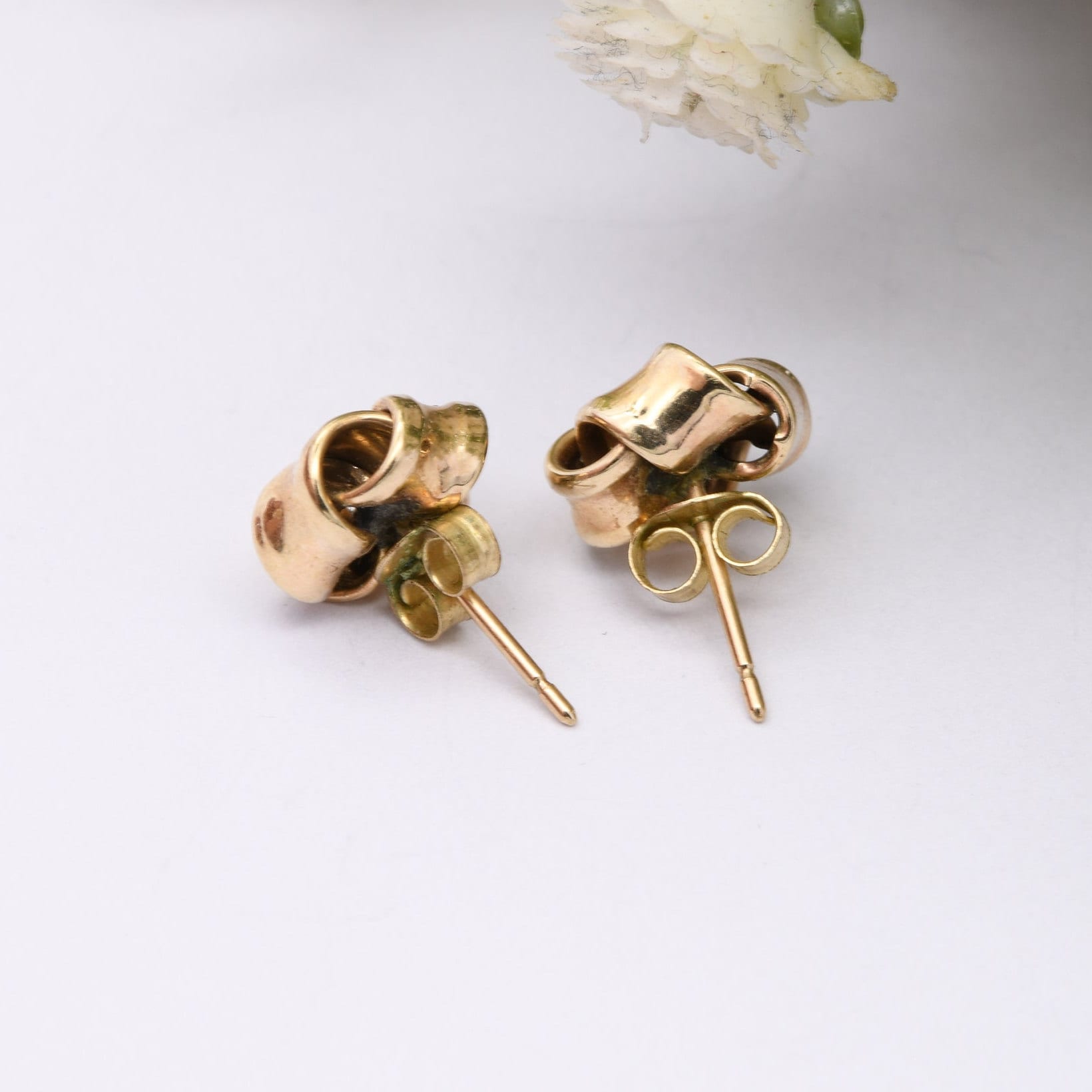 Vintage 9ct Gold Twist Stud Earrings