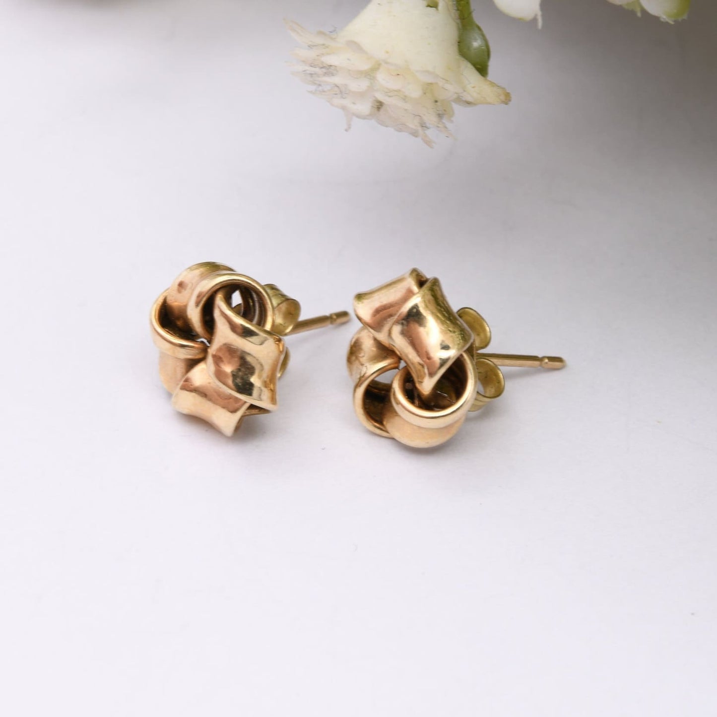 Vintage 9ct Gold Twist Stud Earrings