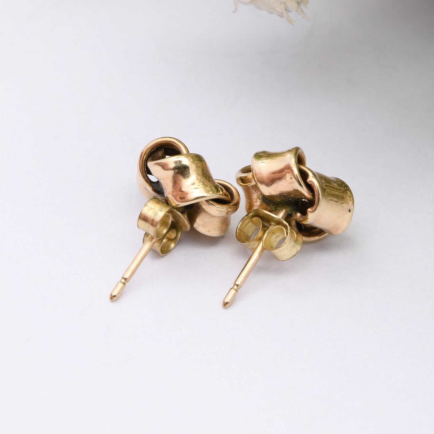 Vintage 9ct Gold Twist Stud Earrings