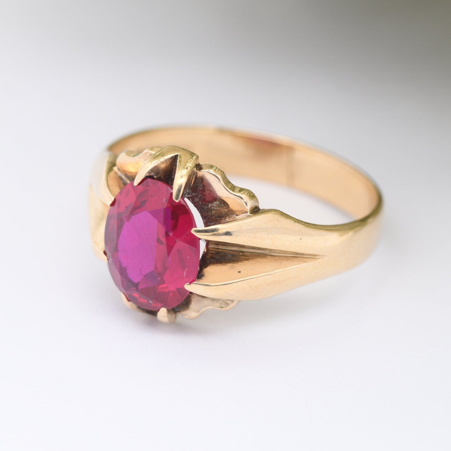 Vintage 9ct Gold Ruby Signet Ring - Mid-Century 1963 | Large Men's Ring | UK Size - U | US Size - 10