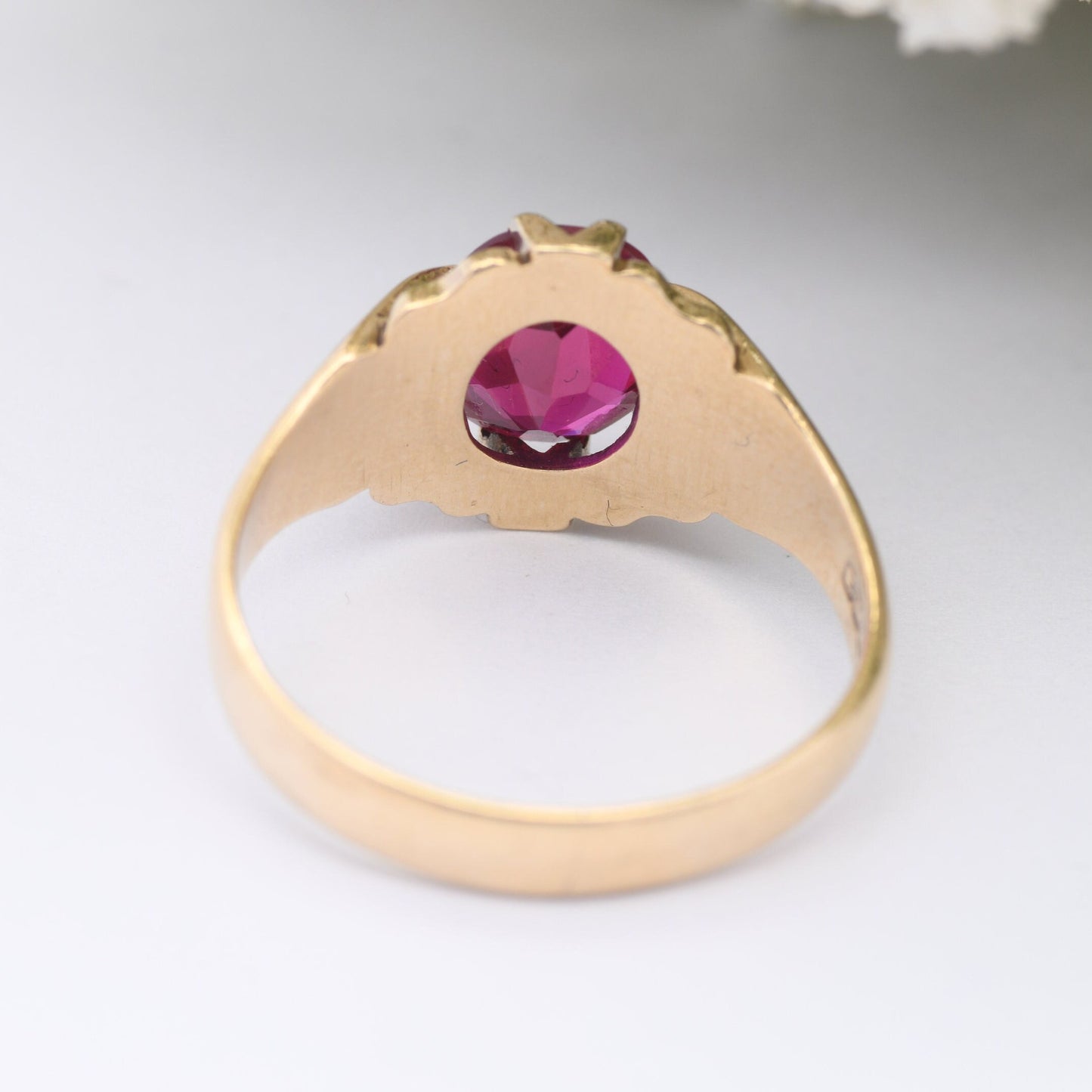 Vintage 9ct Gold Ruby Signet Ring - Mid-Century 1963 | Large Men's Ring | UK Size - U | US Size - 10