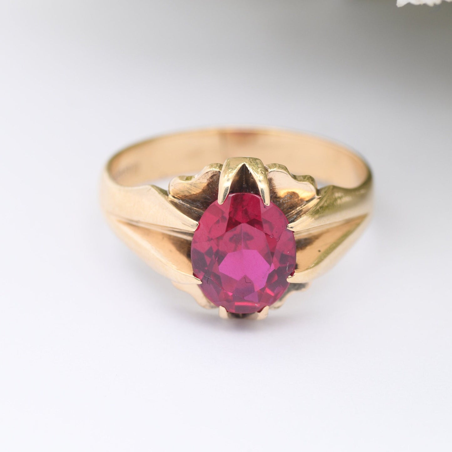 Vintage 9ct Gold Ruby Signet Ring - Mid-Century 1963 | Large Men's Ring | UK Size - U | US Size - 10