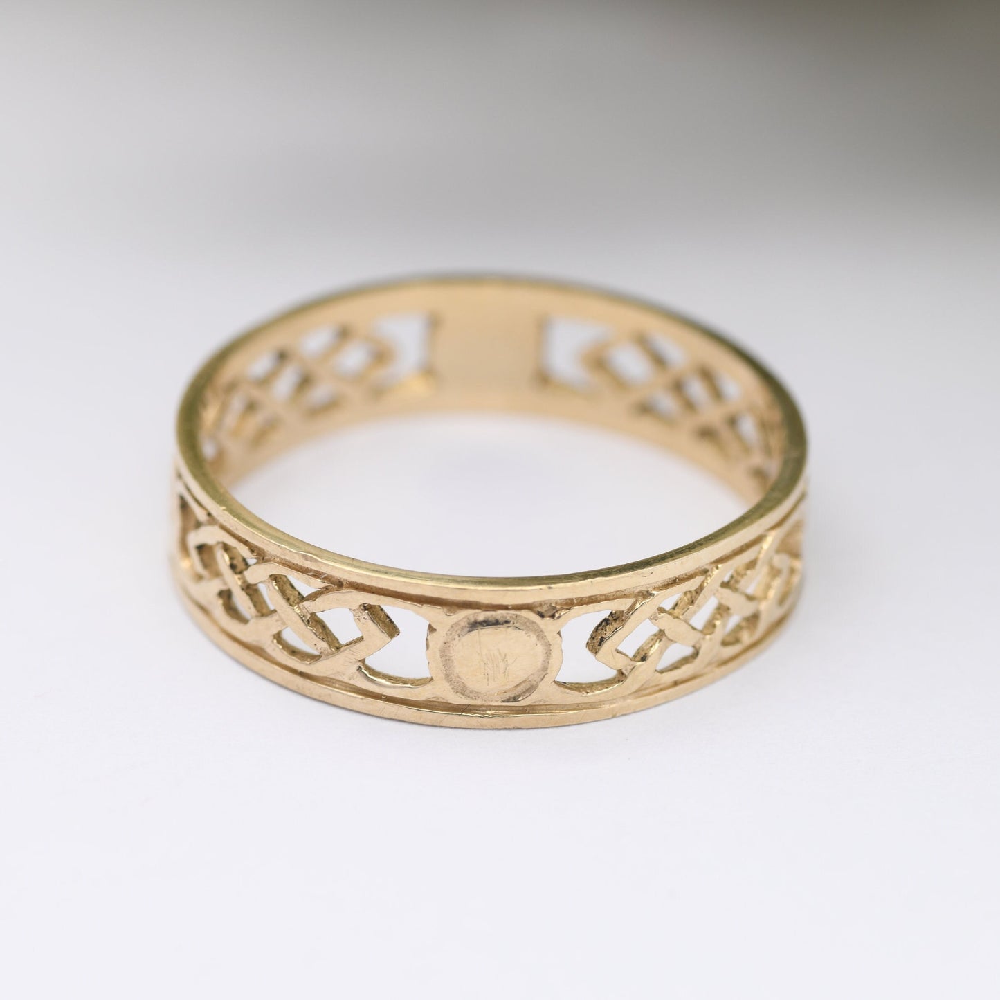 Vintage 9ct Gold Celtic Knot Band Ring - Woven Band | Unisex Band Ring | UK Size - Q | US Size - 8 1/4