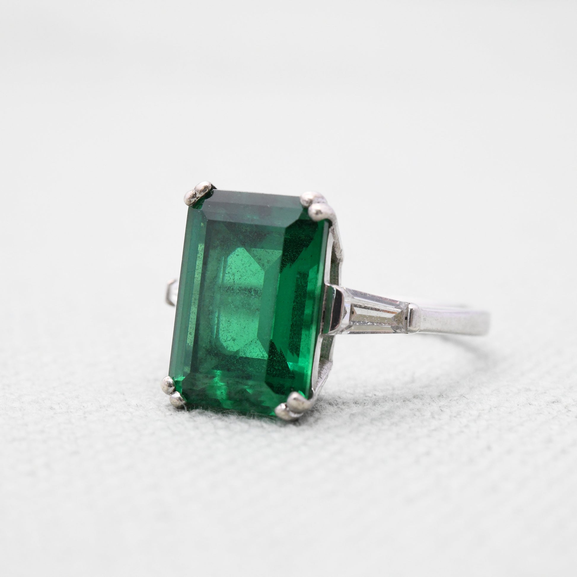 Sterling Silver Green Stone Statement Ring